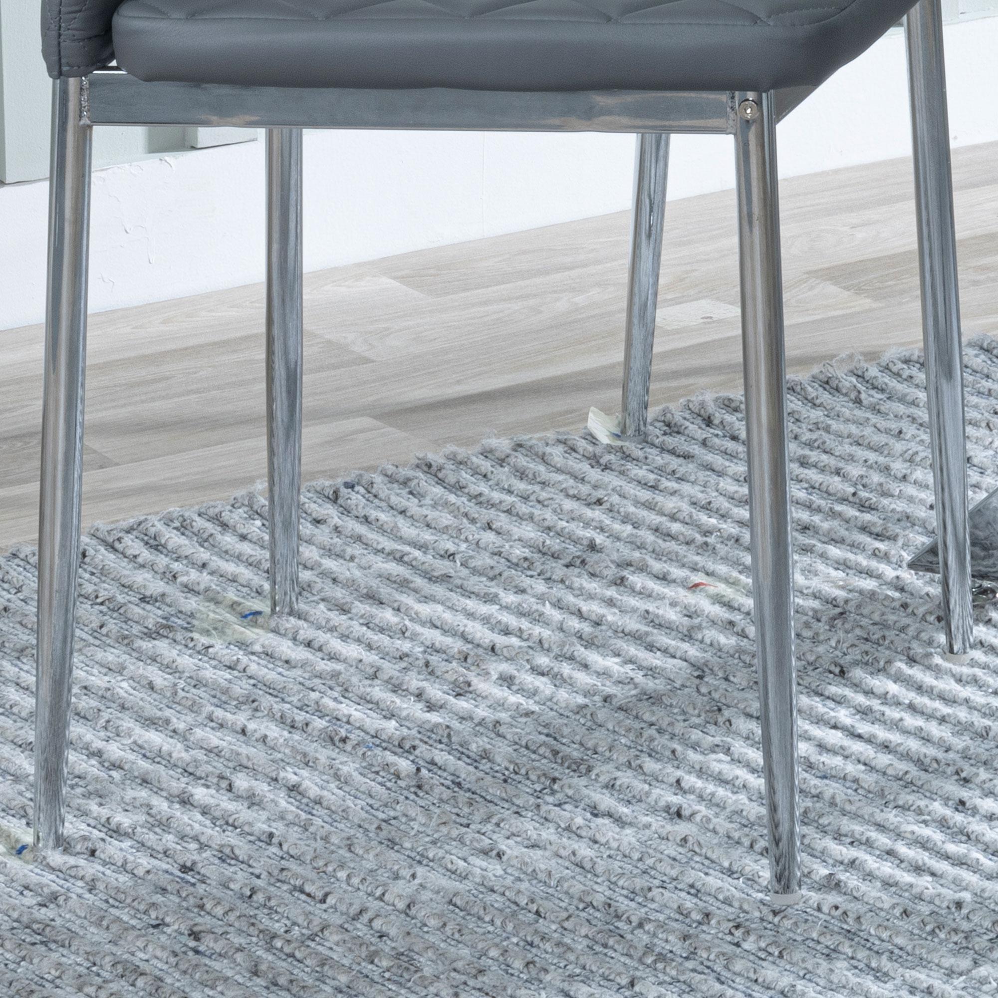 Clearance - Metro Dining Chair - Grey Leather - Chrome Metal Legs