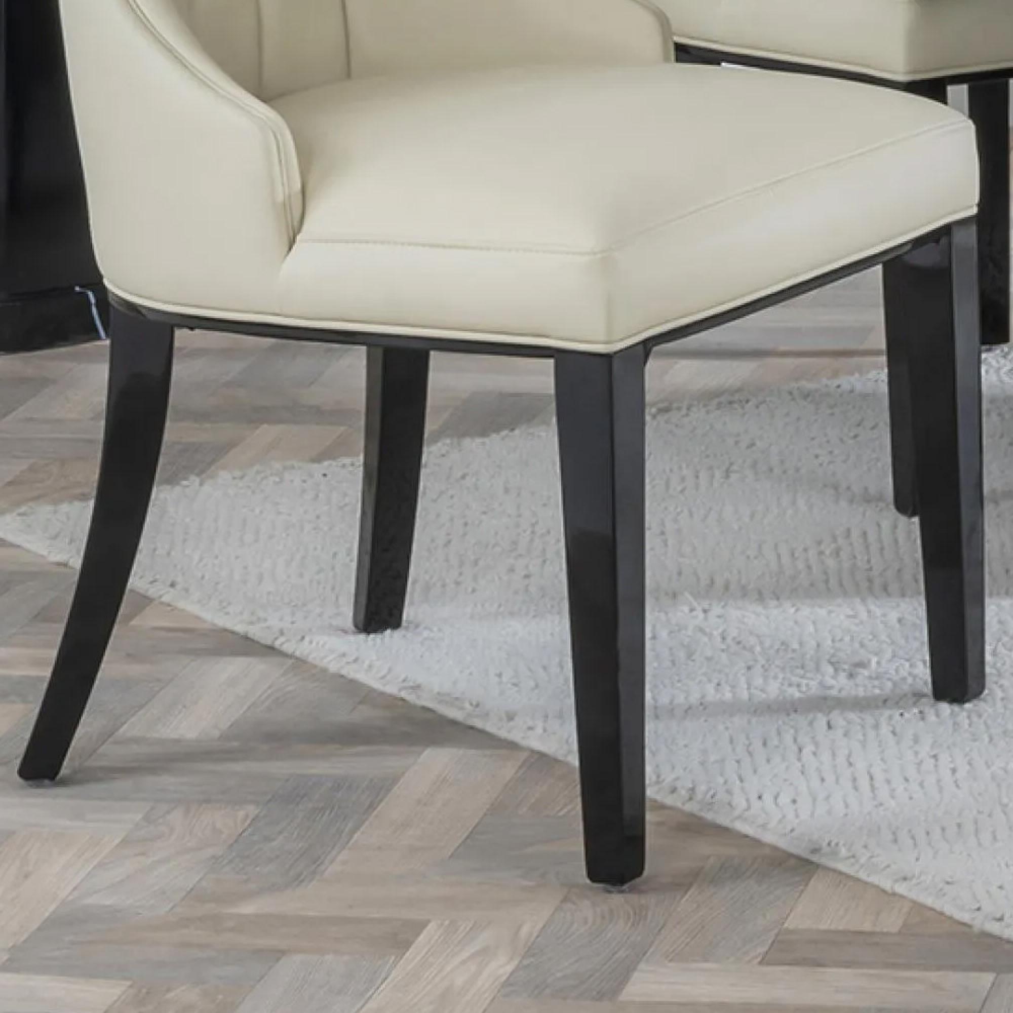 Mimi Dining Chair - Large High Back - Cream Leather - Black Legs