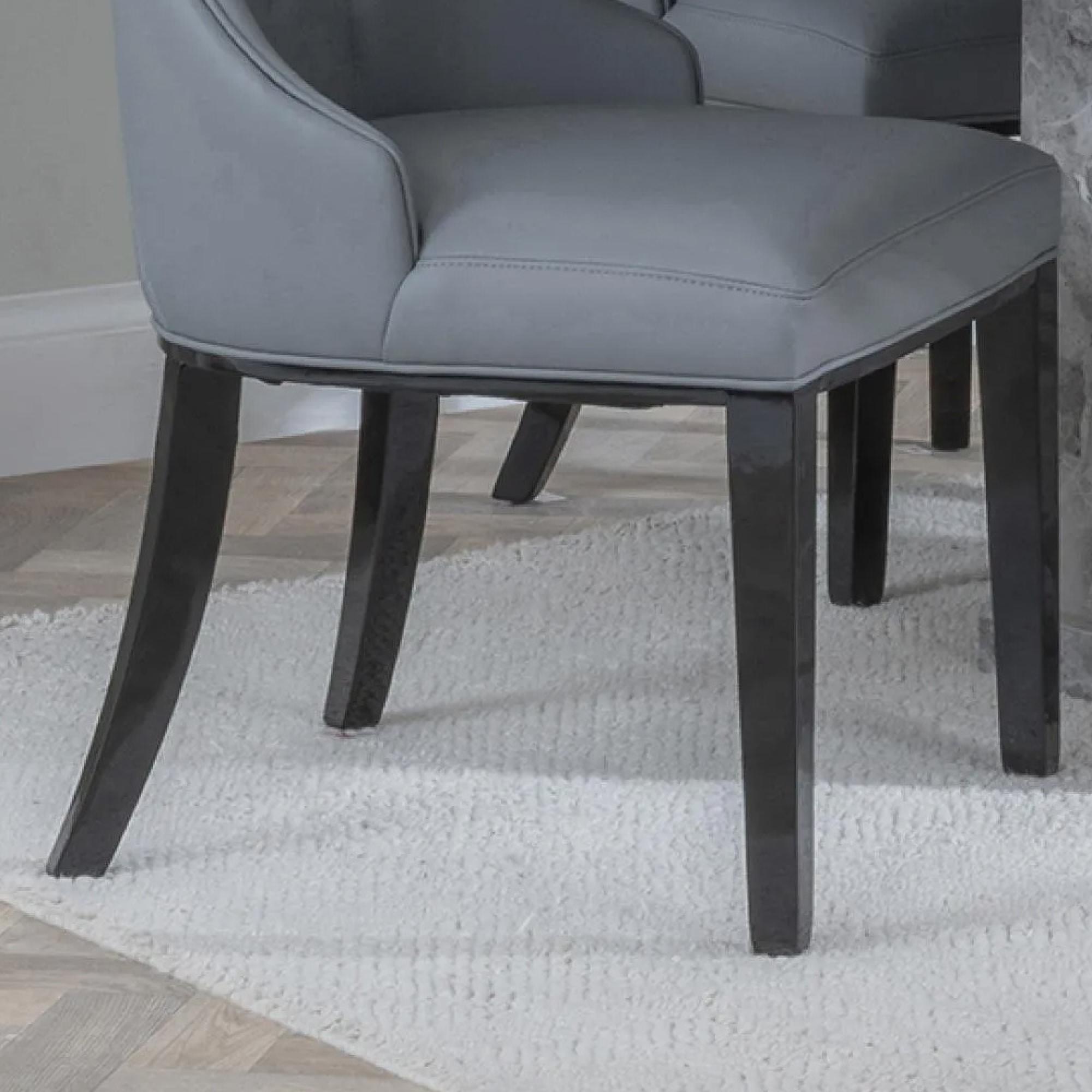 Mimi Dining Chair - Large High Back - Grey Leather - Black Legs