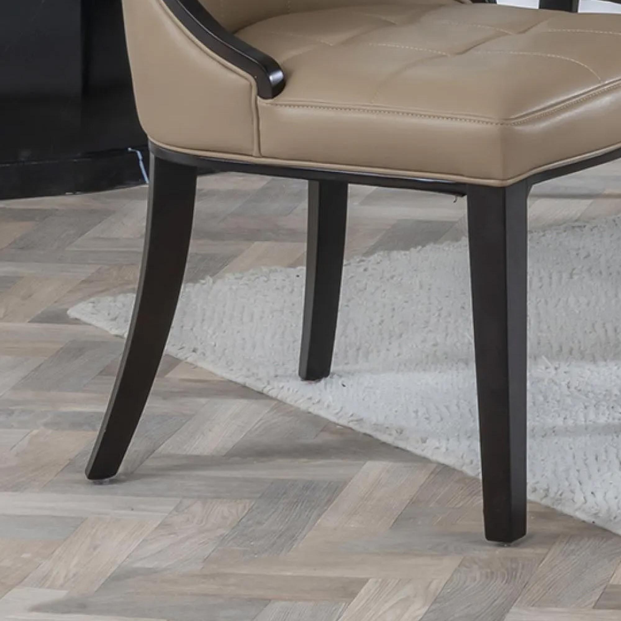 Paris Dining Chair - Taupe Leather - Brown Legs