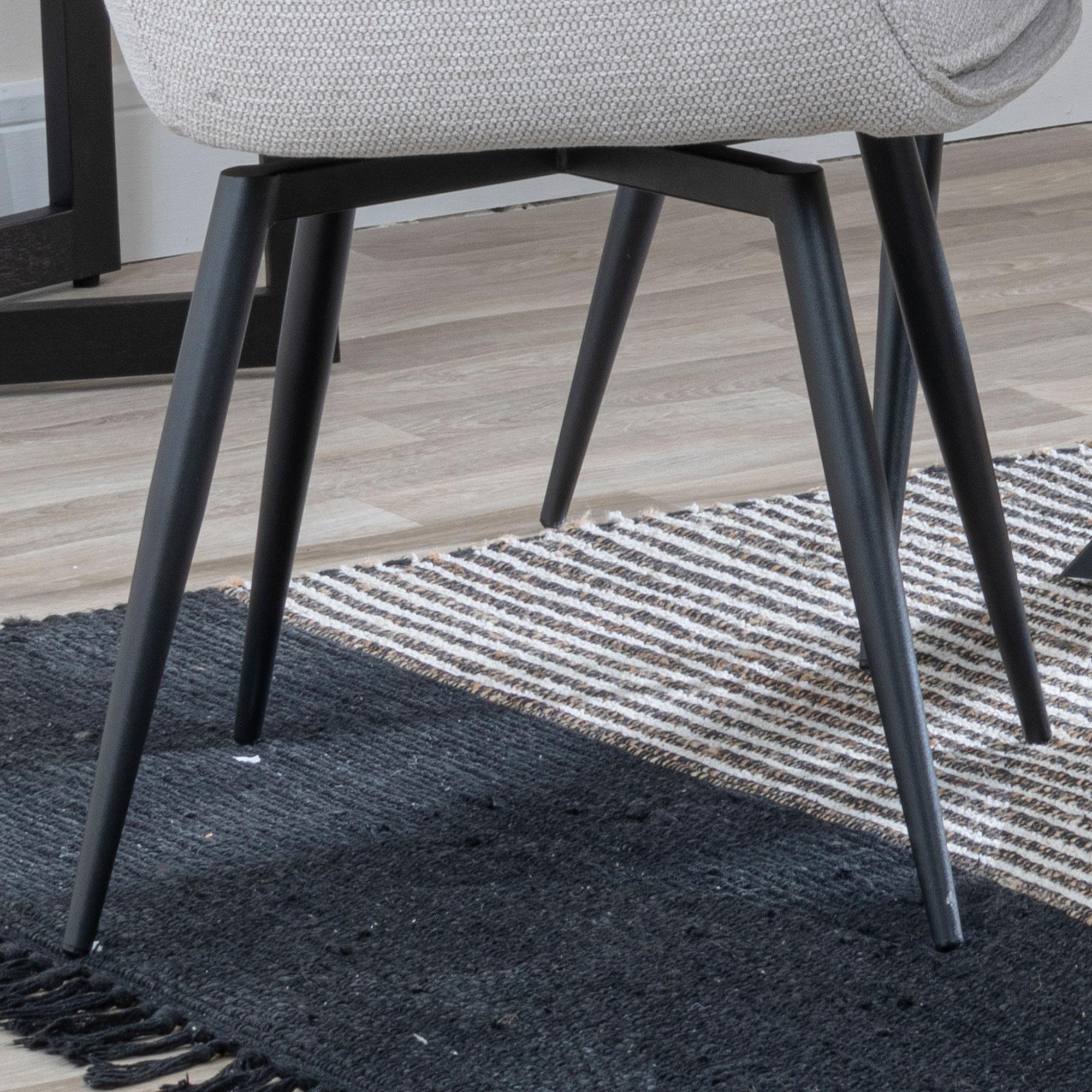 Ace Dining Chair - Swivel - Beige Fabric - Black Legs