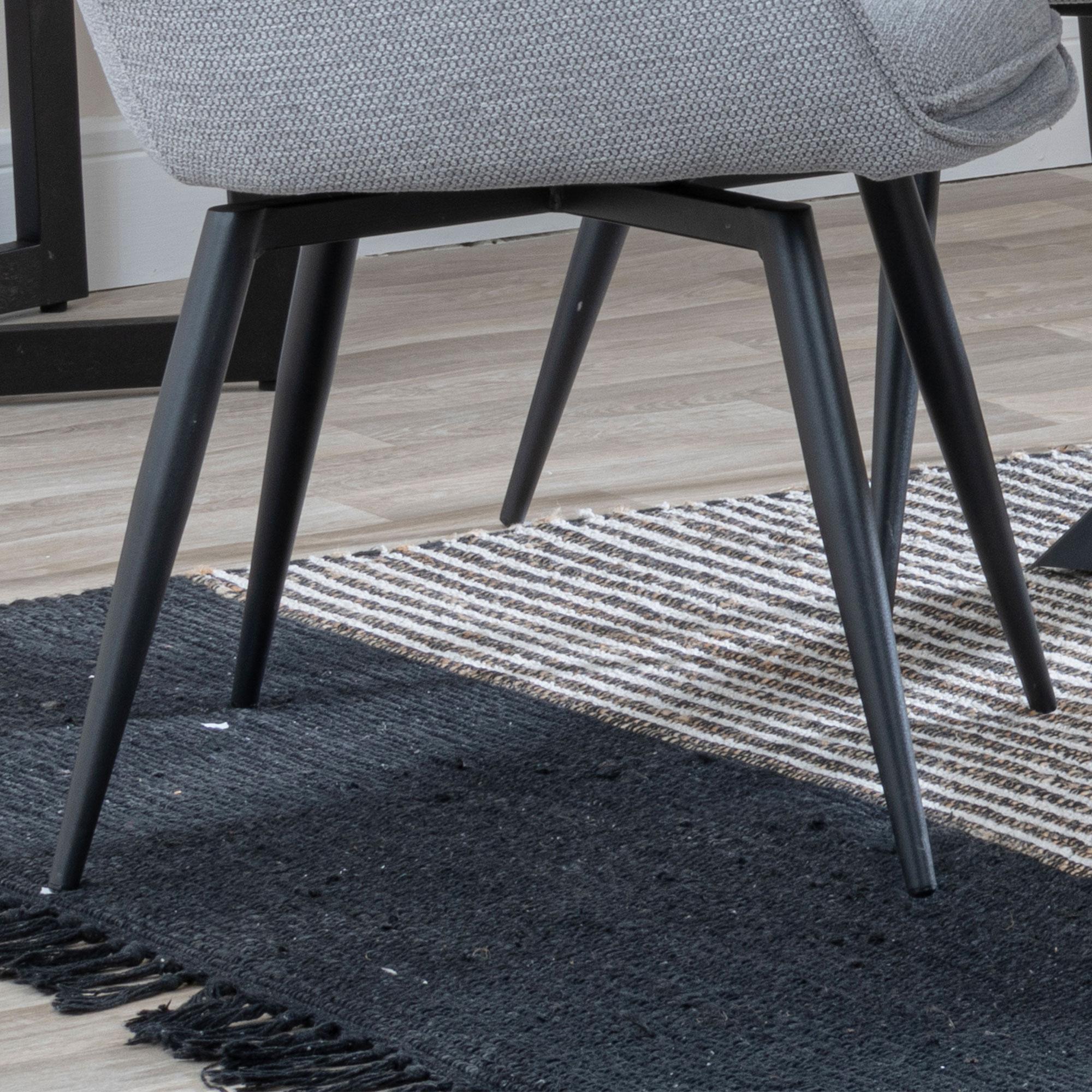 Ace Dining Chair - Swivel - Grey Fabric - Black Legs