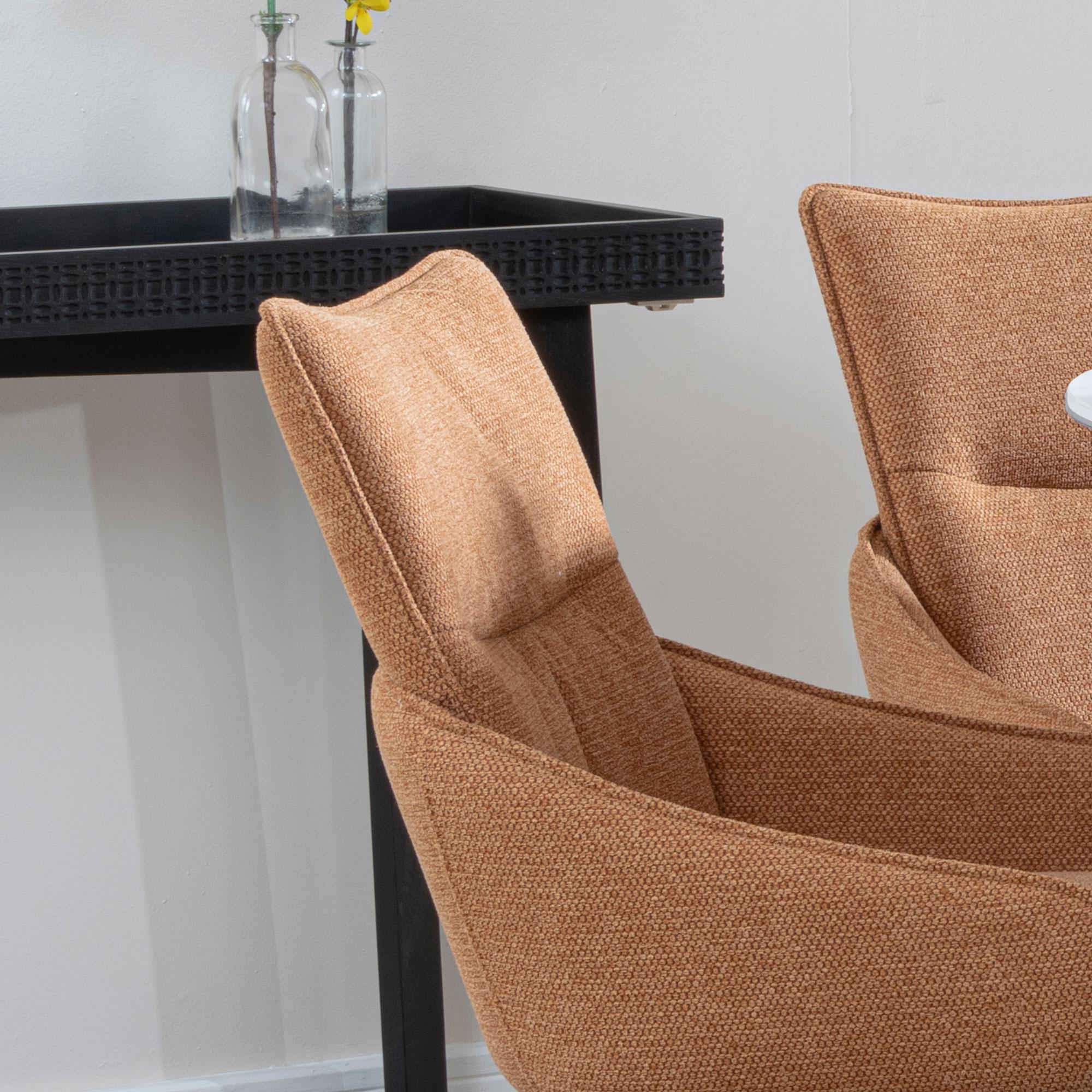 Ace Dining Chair - Swivel - Orange Fabric - Black Legs