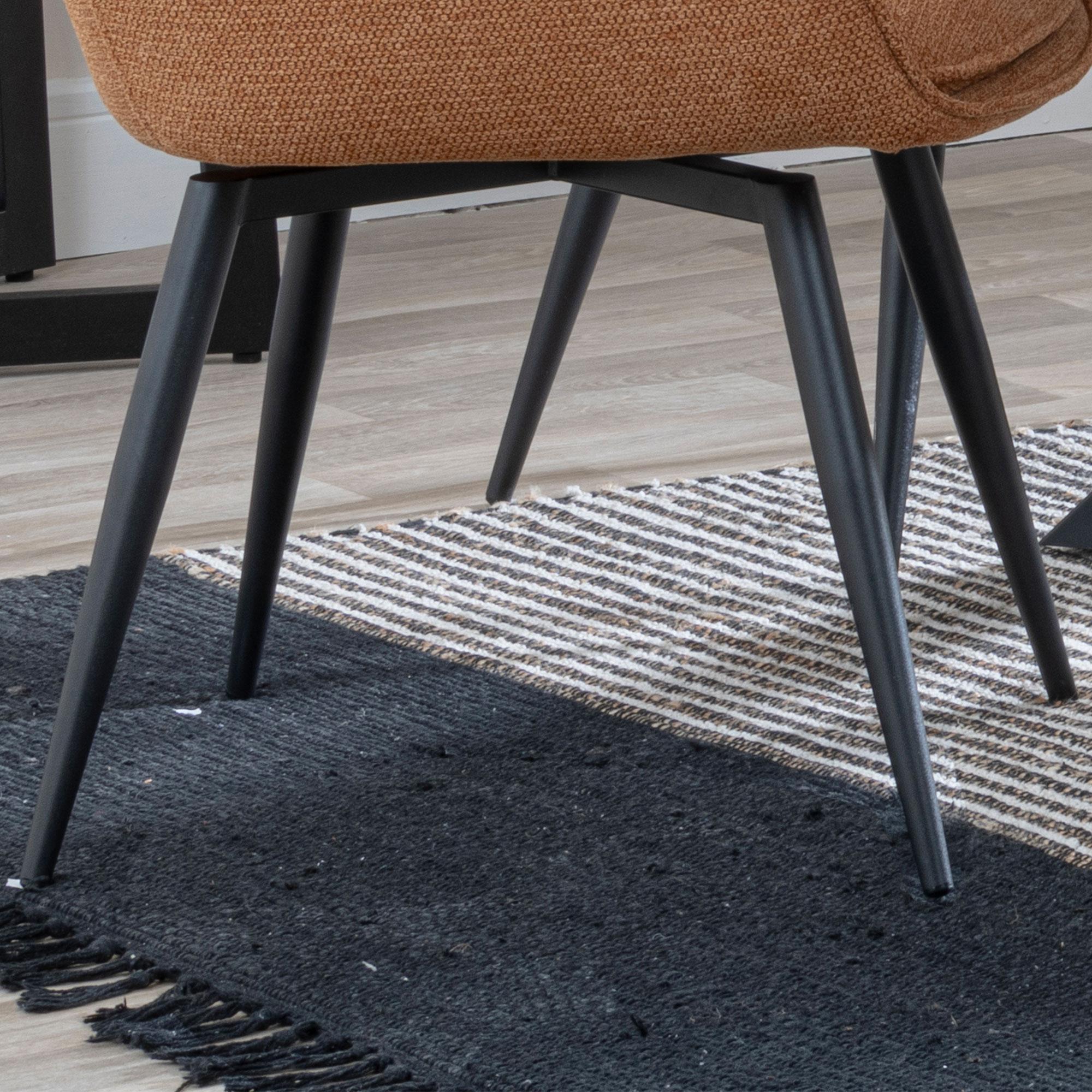 Ace Dining Chair - Swivel - Orange Fabric - Black Legs