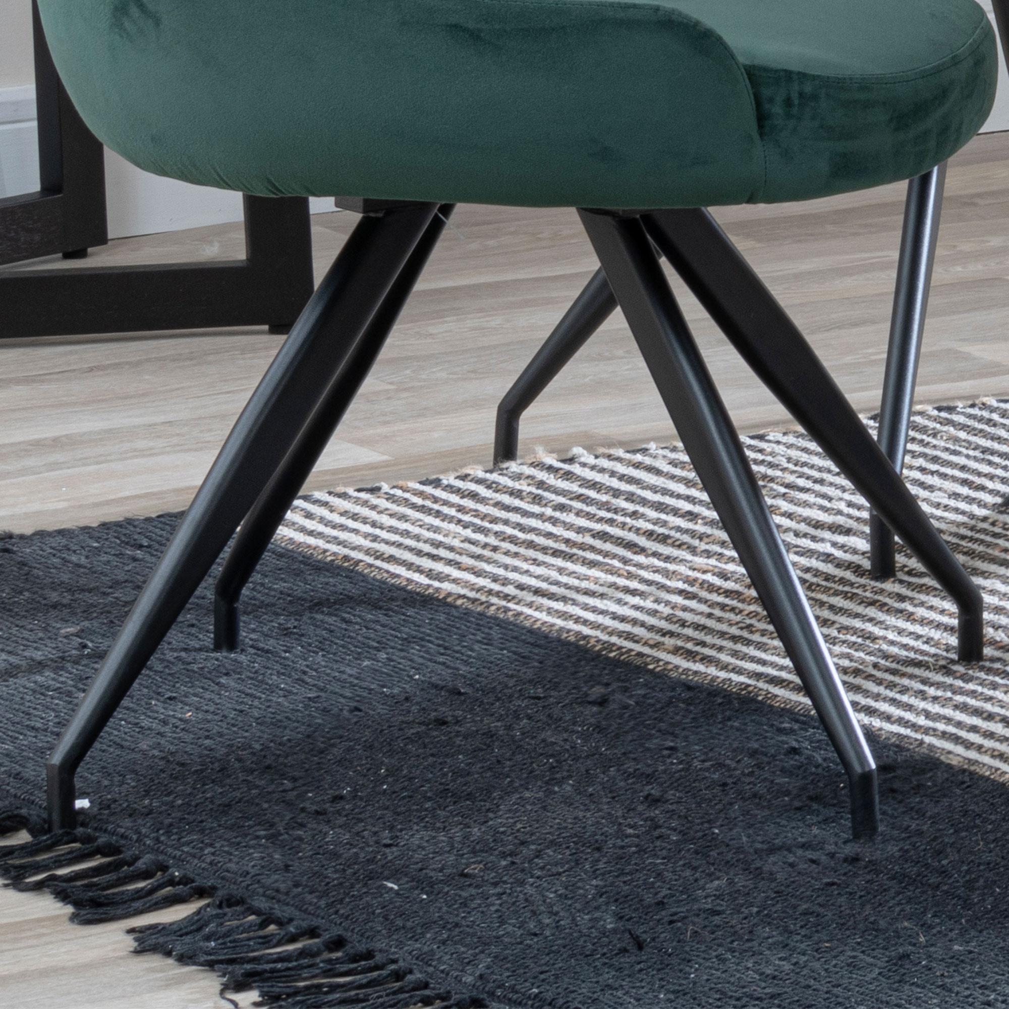 Arctic Dining Chair - Swivel - Green Velvet Fabric - Black Legs