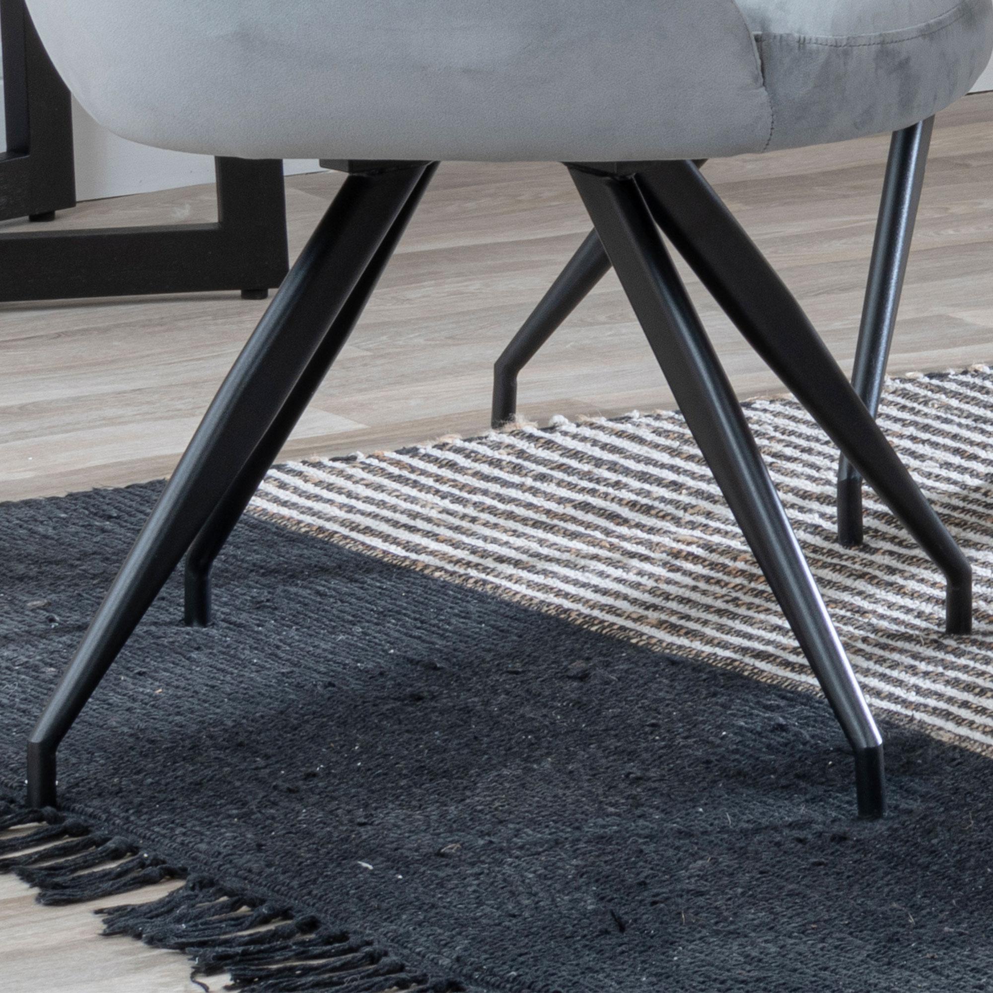 Arctic Dining Chair - Swivel - Grey Velvet Fabric - Black Legs