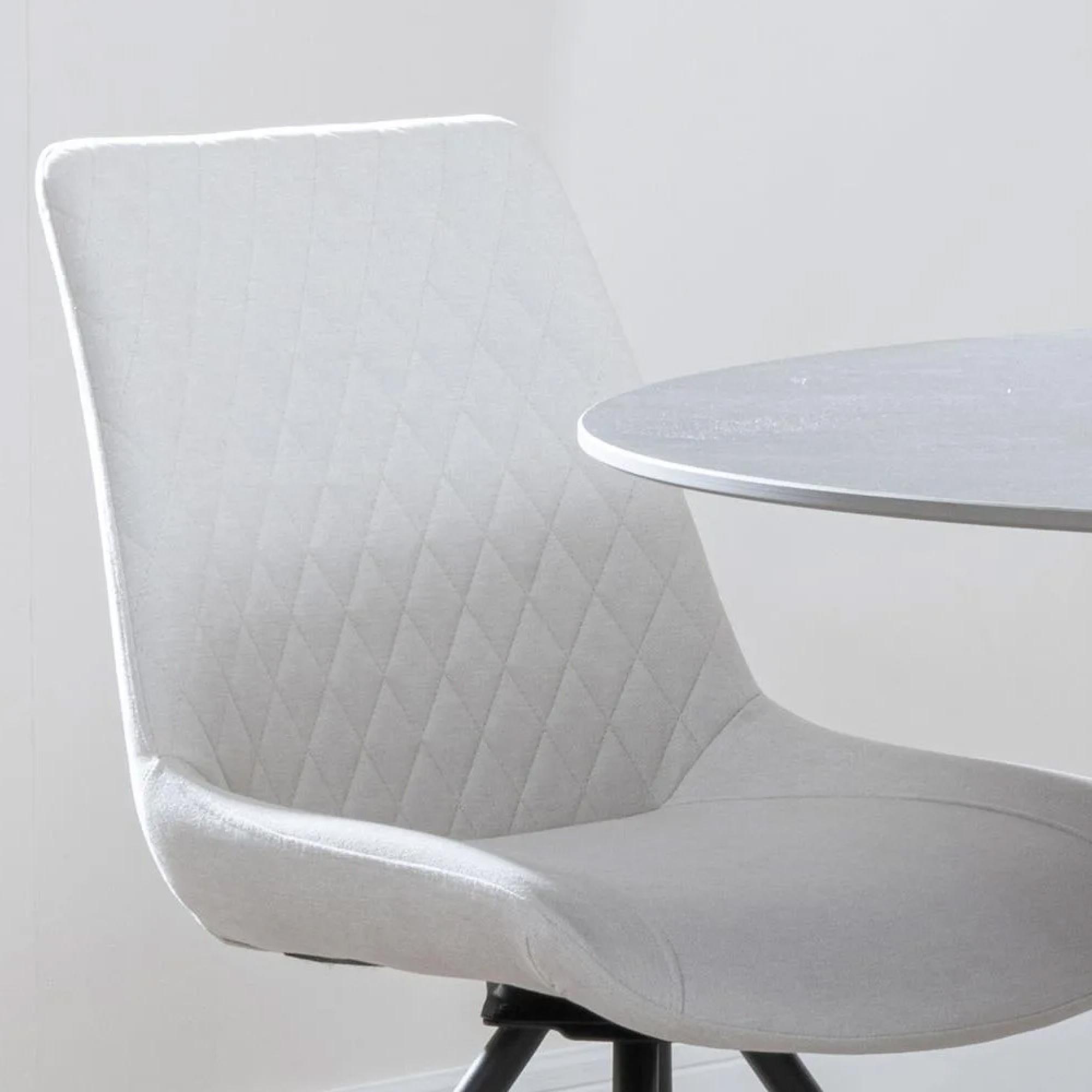 Boden Dining Chair - Swivel - Cream Fabric - Black Legs