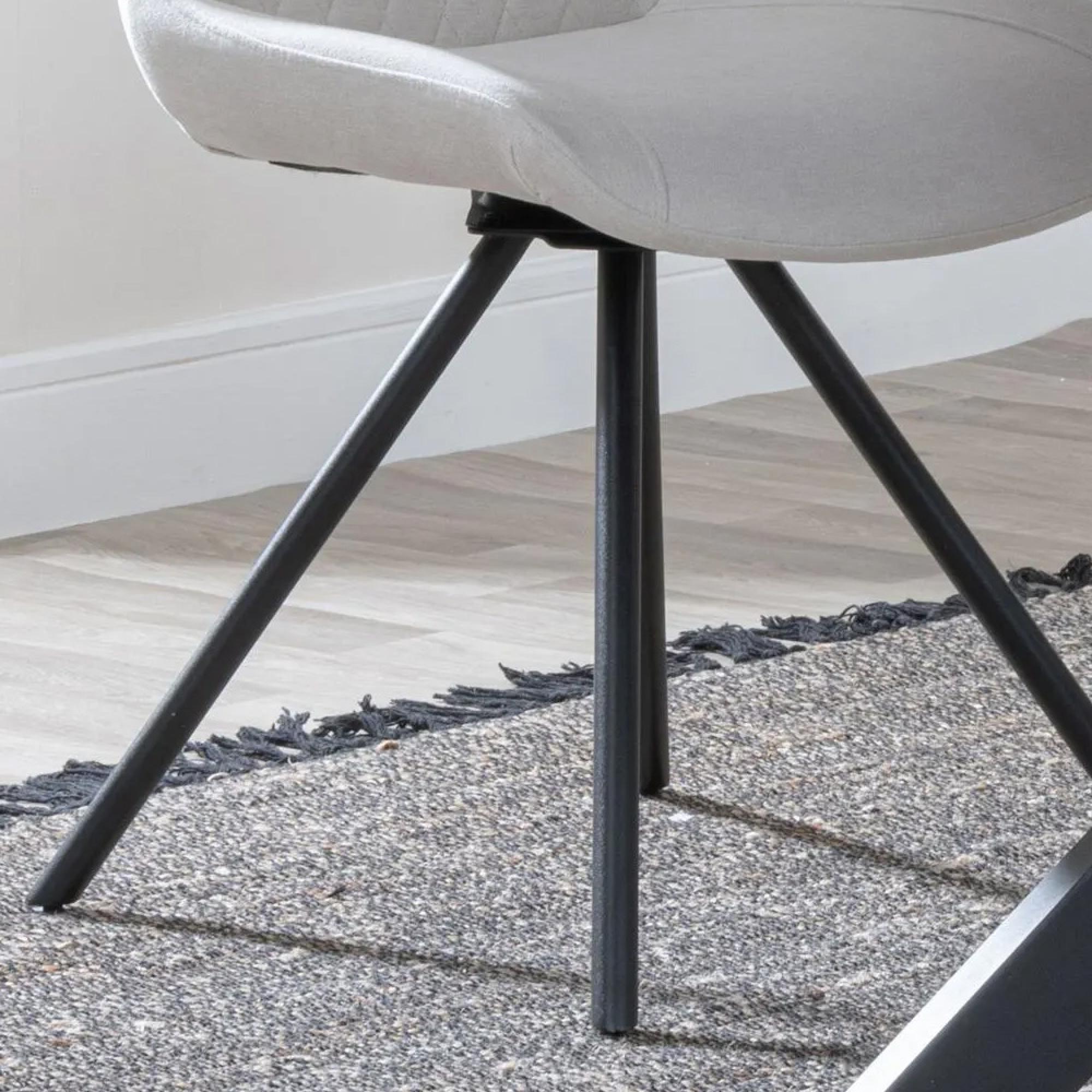 Boden Dining Chair - Swivel - Cream Fabric - Black Legs