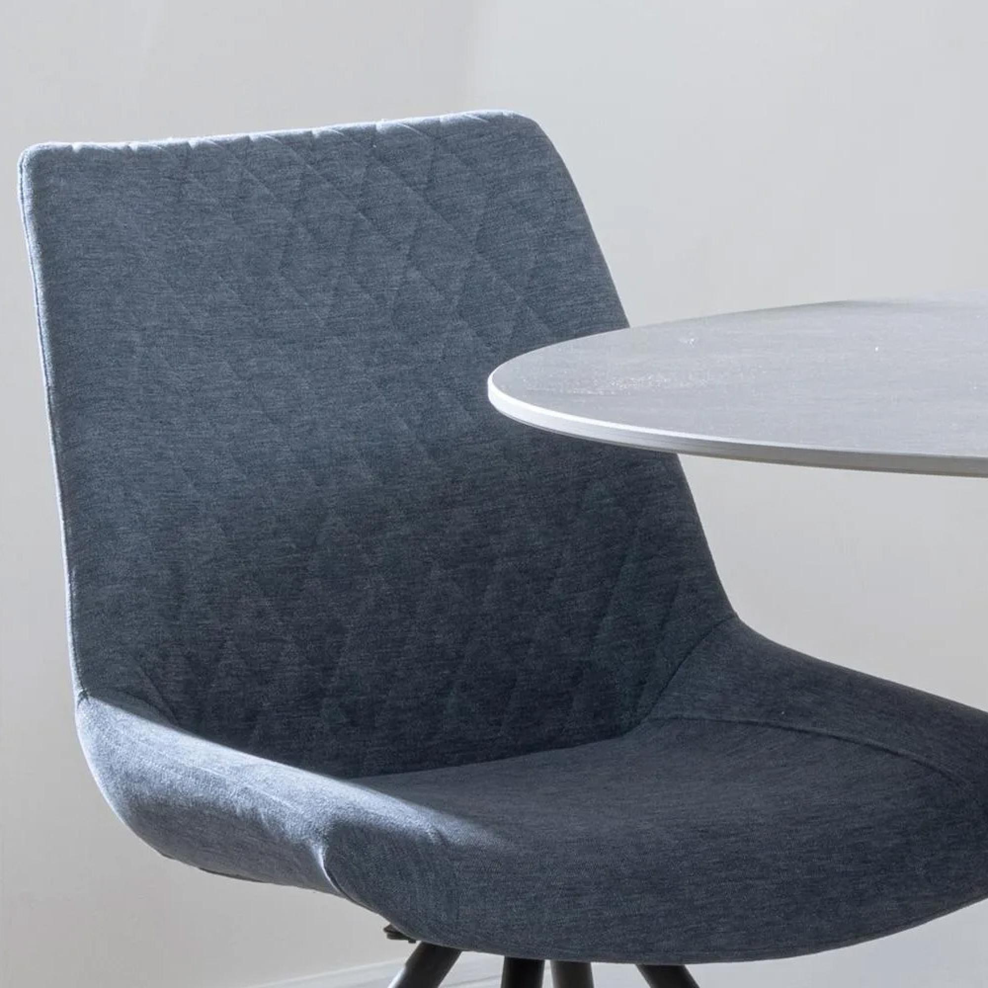 Boden Dining Chair - Swivel - Dark Grey Fabric - Black Legs