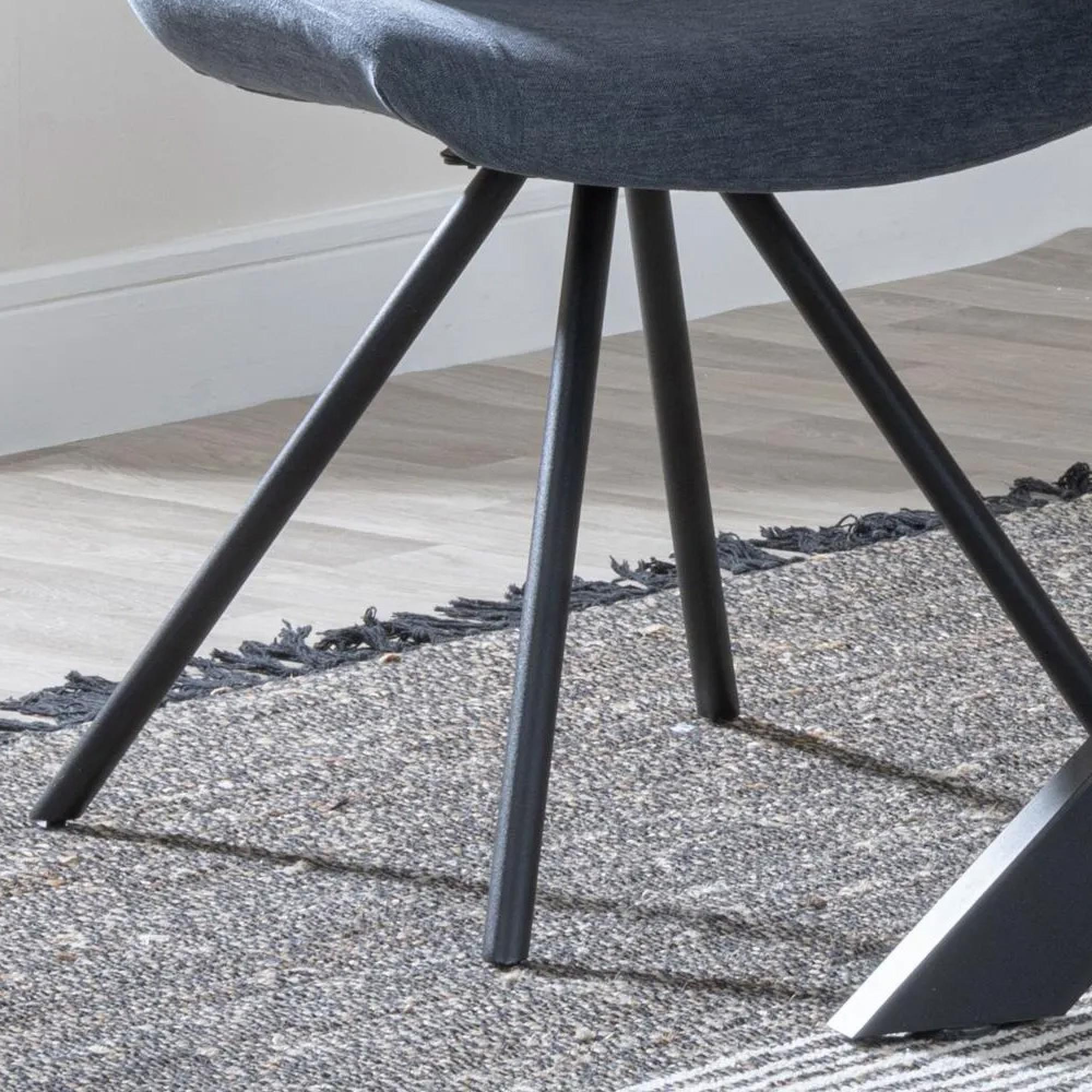 Boden Dining Chair - Swivel - Dark Grey Fabric - Black Legs