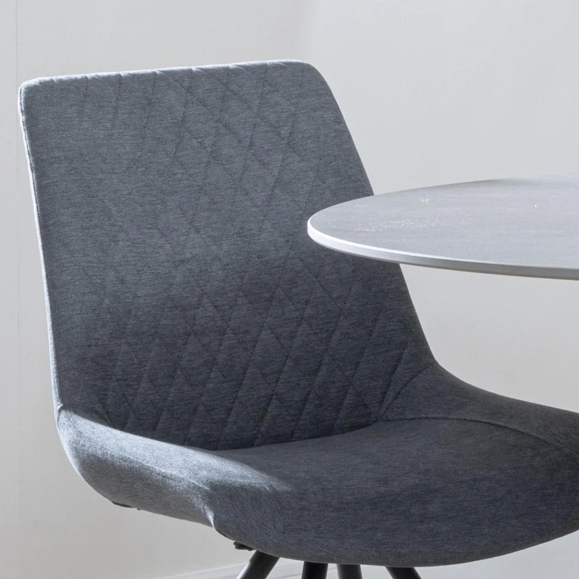 Boden Dining Chair - Swivel - Grey Fabric - Black Legs