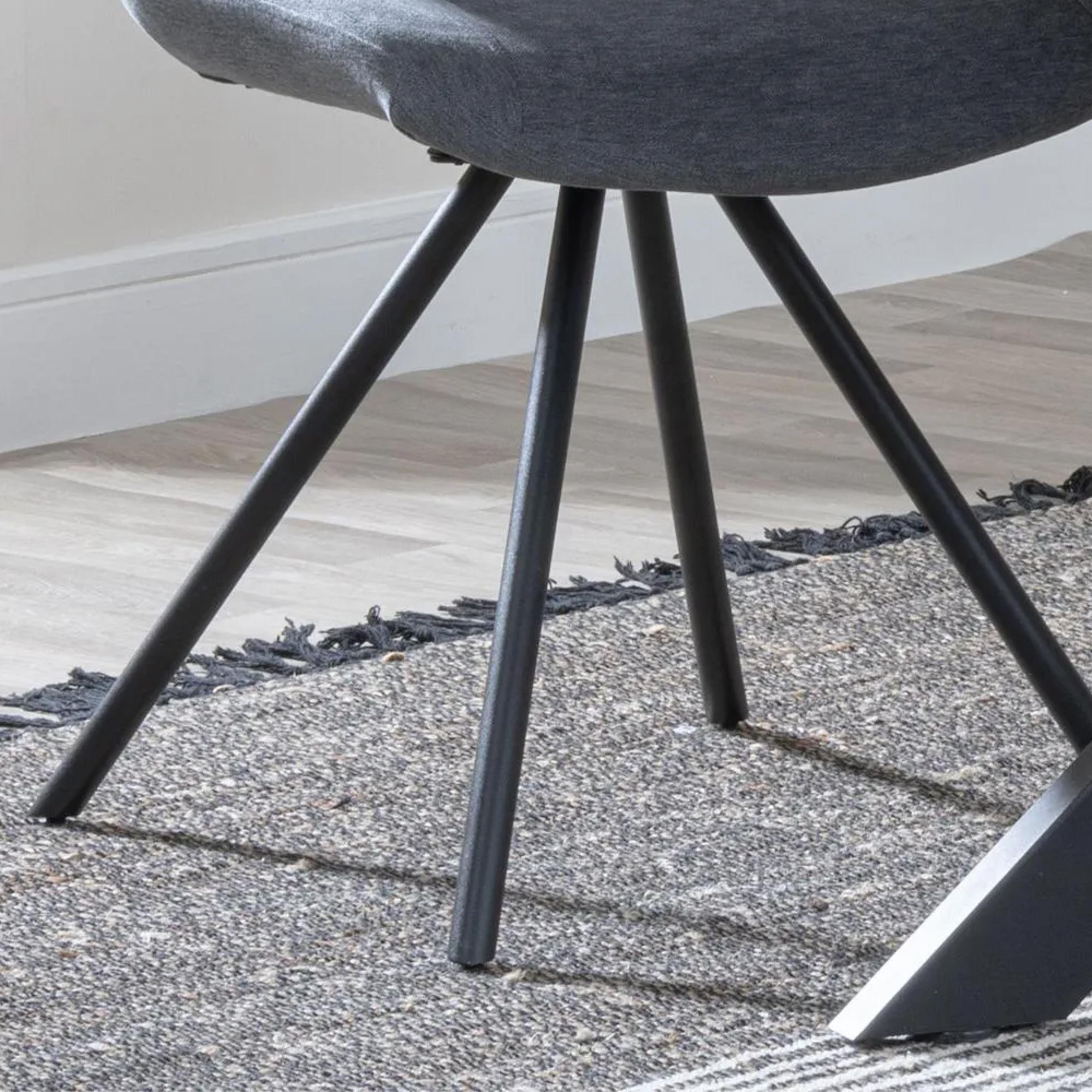 Boden Dining Chair - Swivel - Grey Fabric - Black Legs