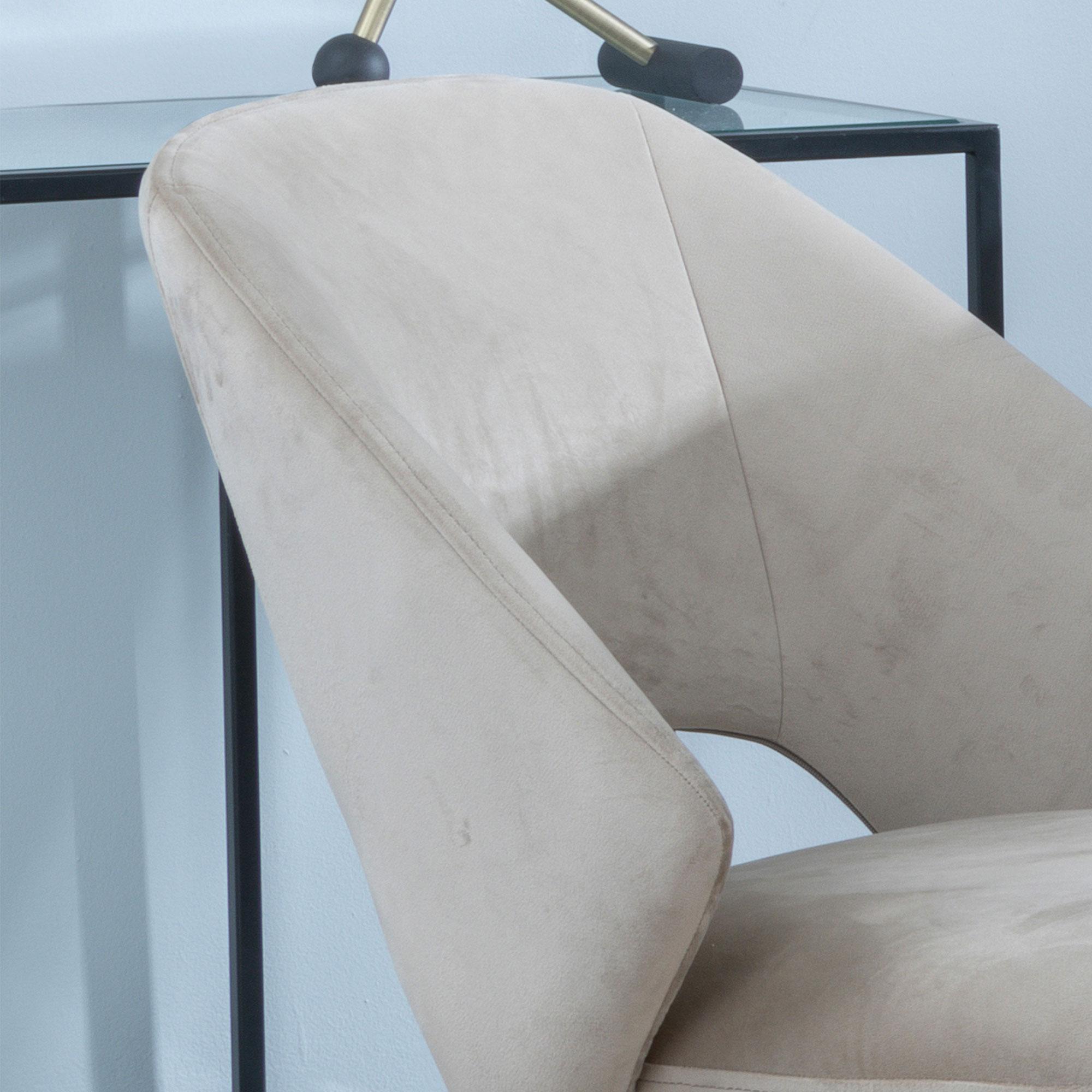 Ion Dining Chair - Swivel - Beige Velvet Fabric - Black Legs
