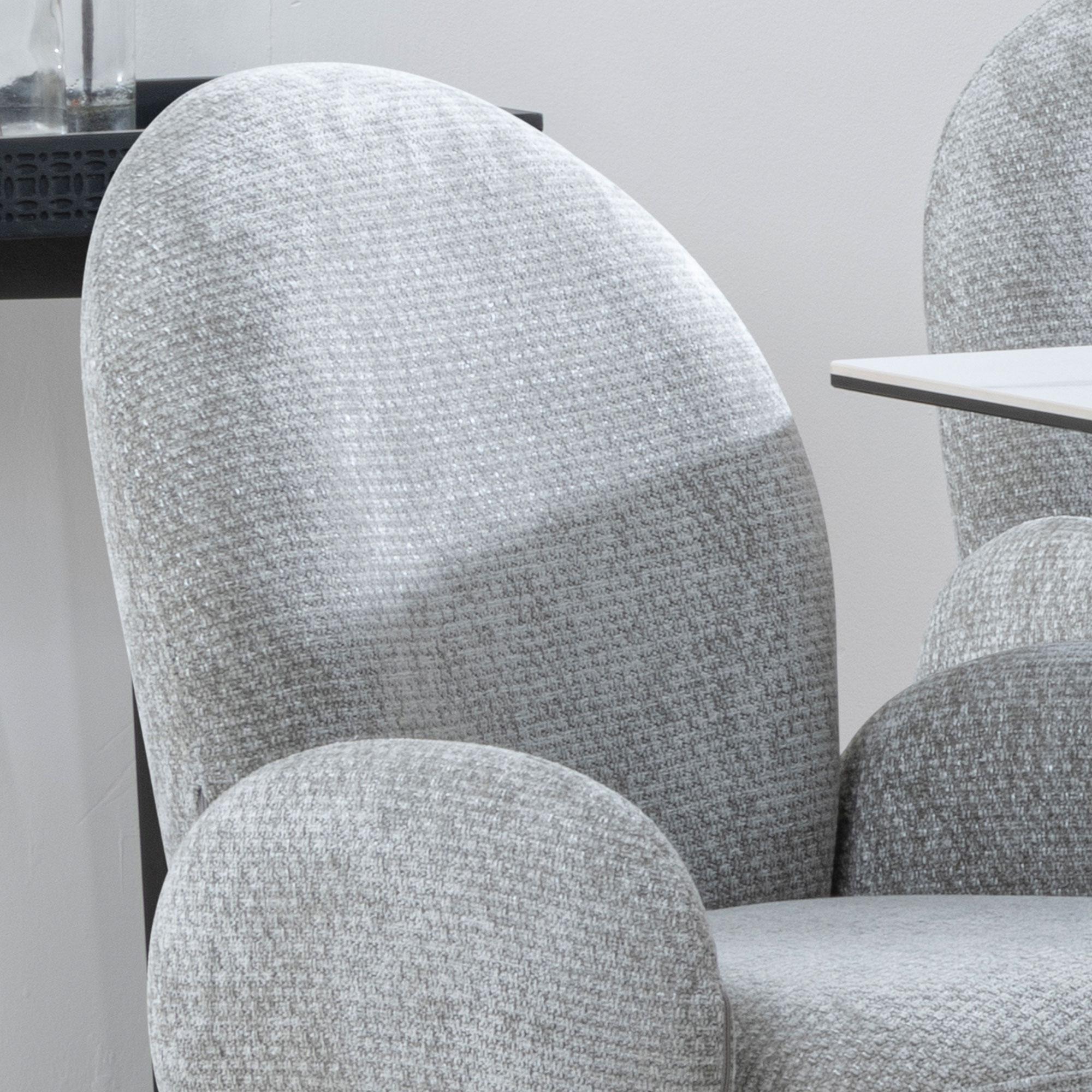 Theo Dining Armchair - Swivel - Dark Grey Fabric - Black Legs