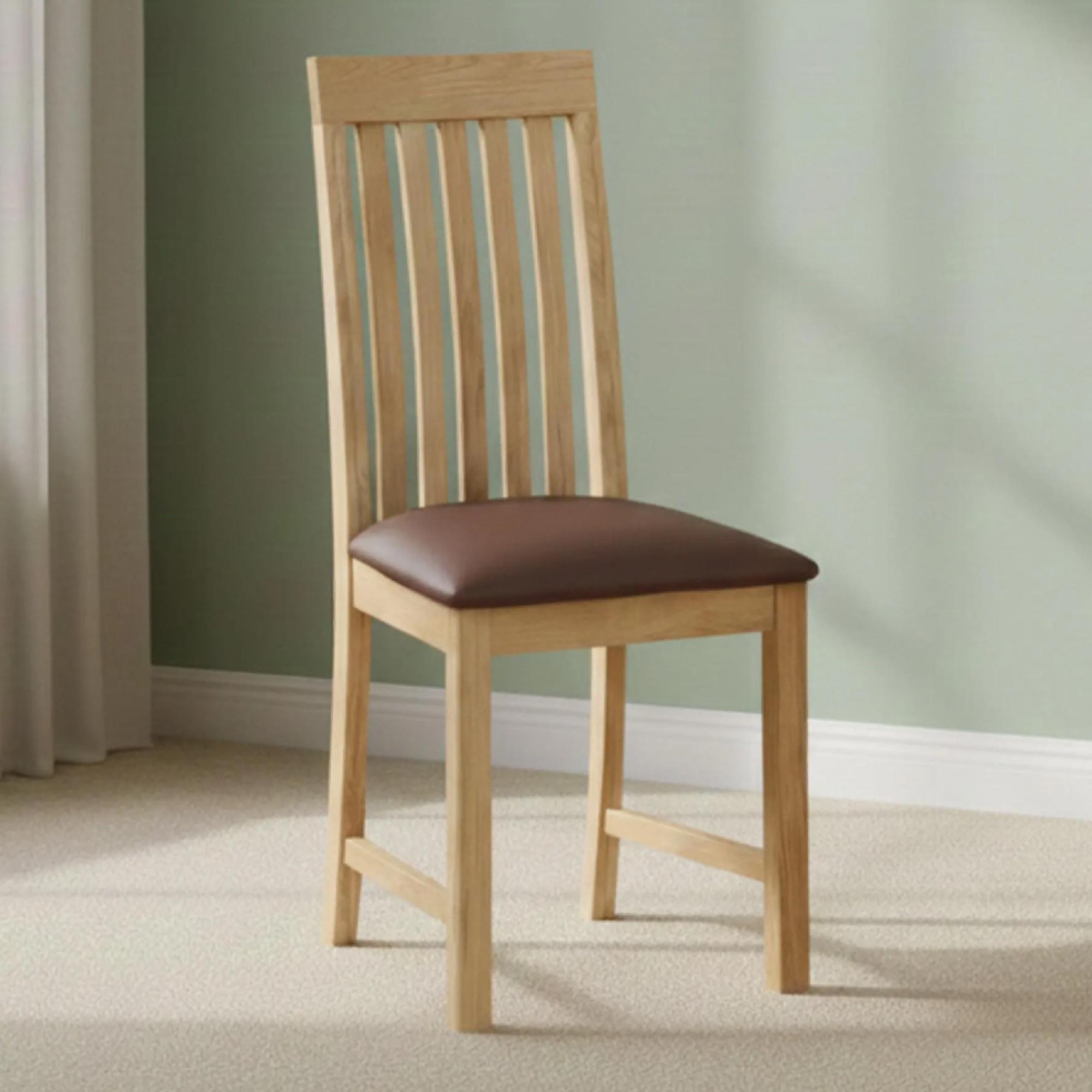 Clearance - New Trinity Dining Chair - Set of 2 - Slatted Back - Natural Oak - FSS16552