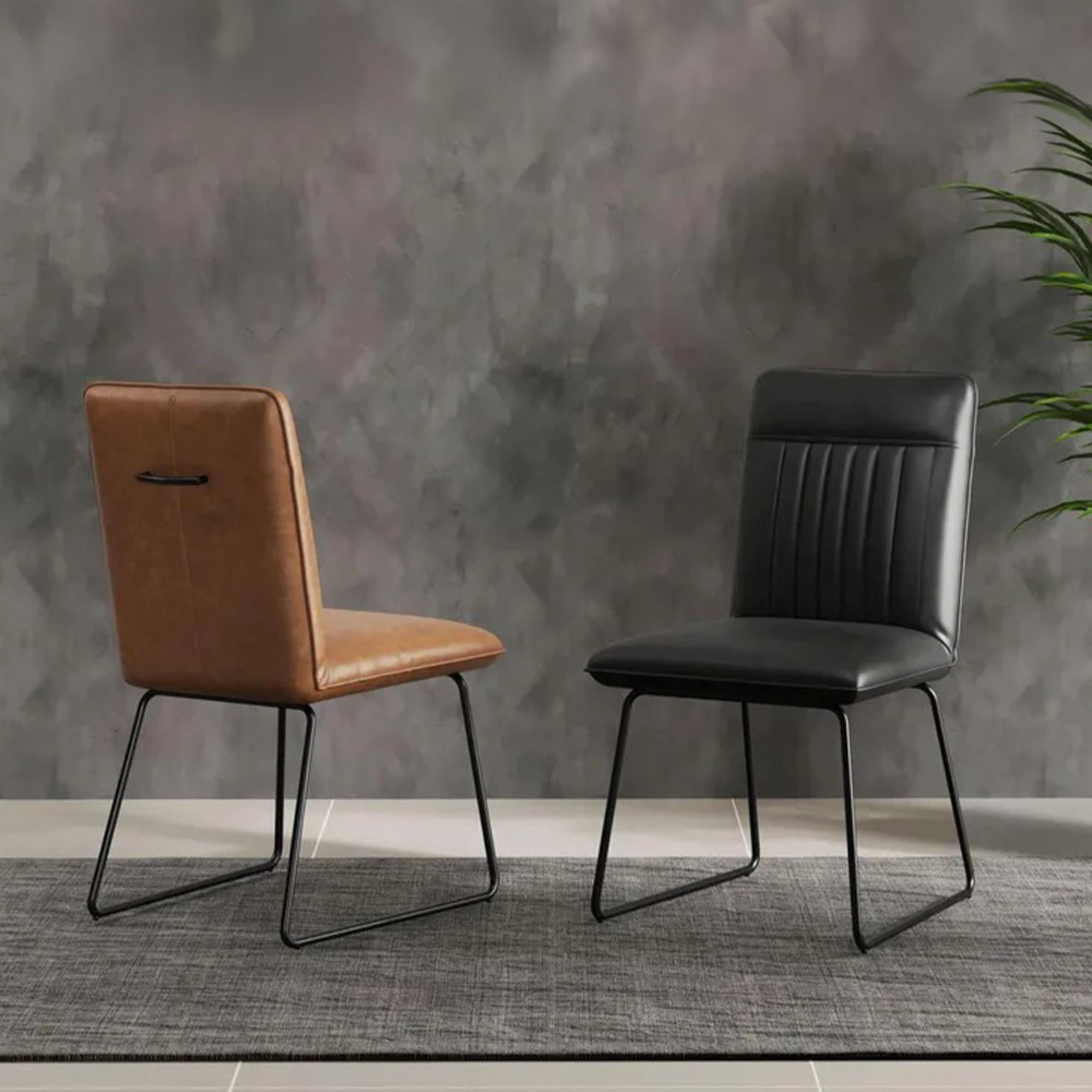 2 x Halle Brown Leather Dining Chair