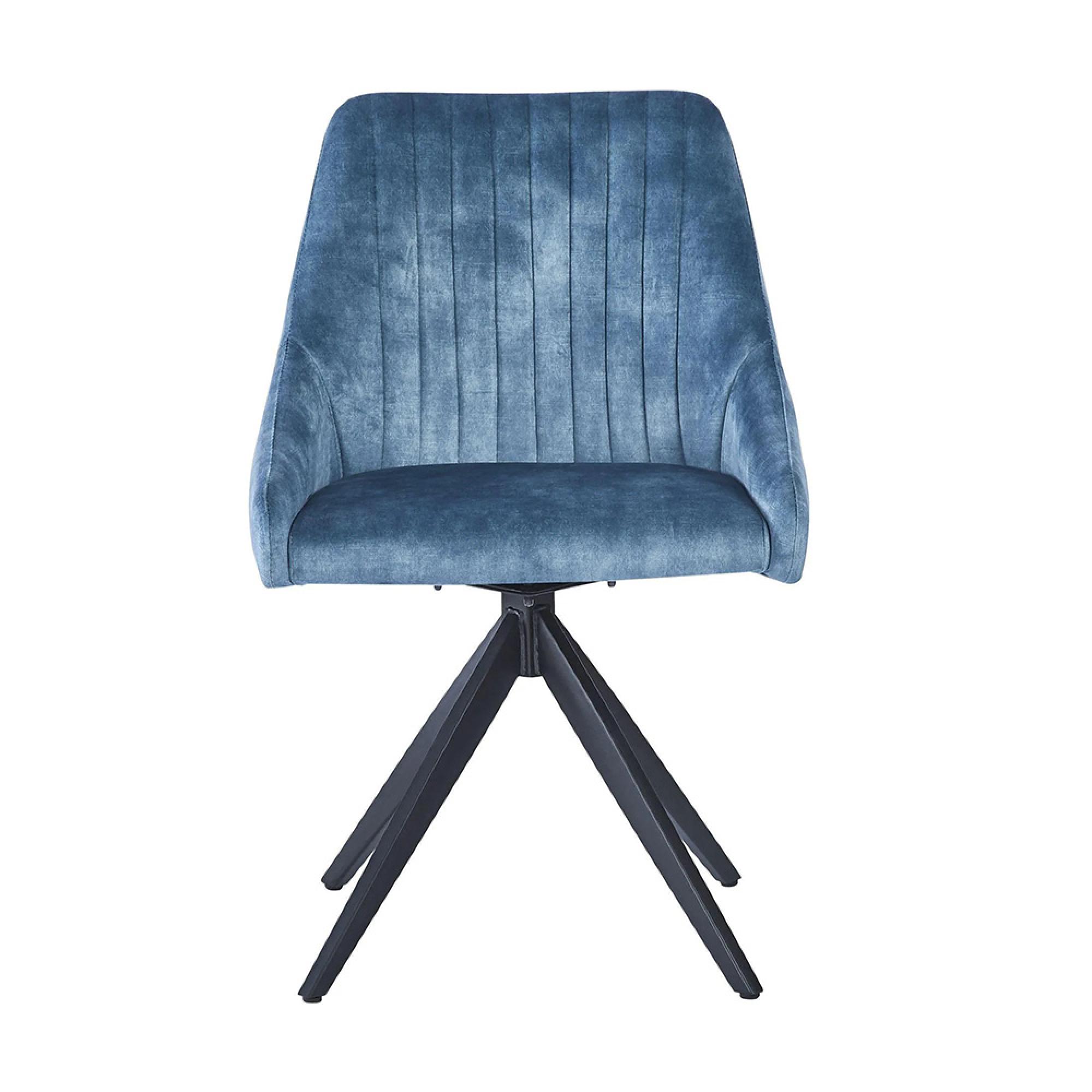 2 x Hico Blue Fabric Swivel Dining Chair