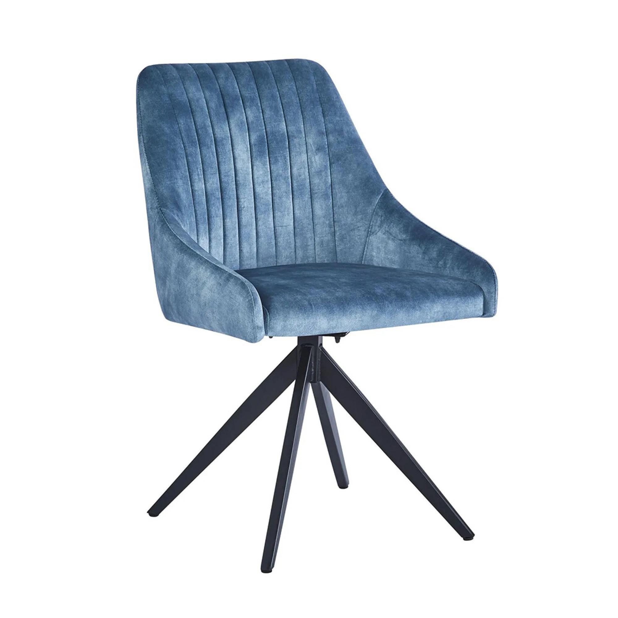 2 x Hico Blue Fabric Swivel Dining Chair
