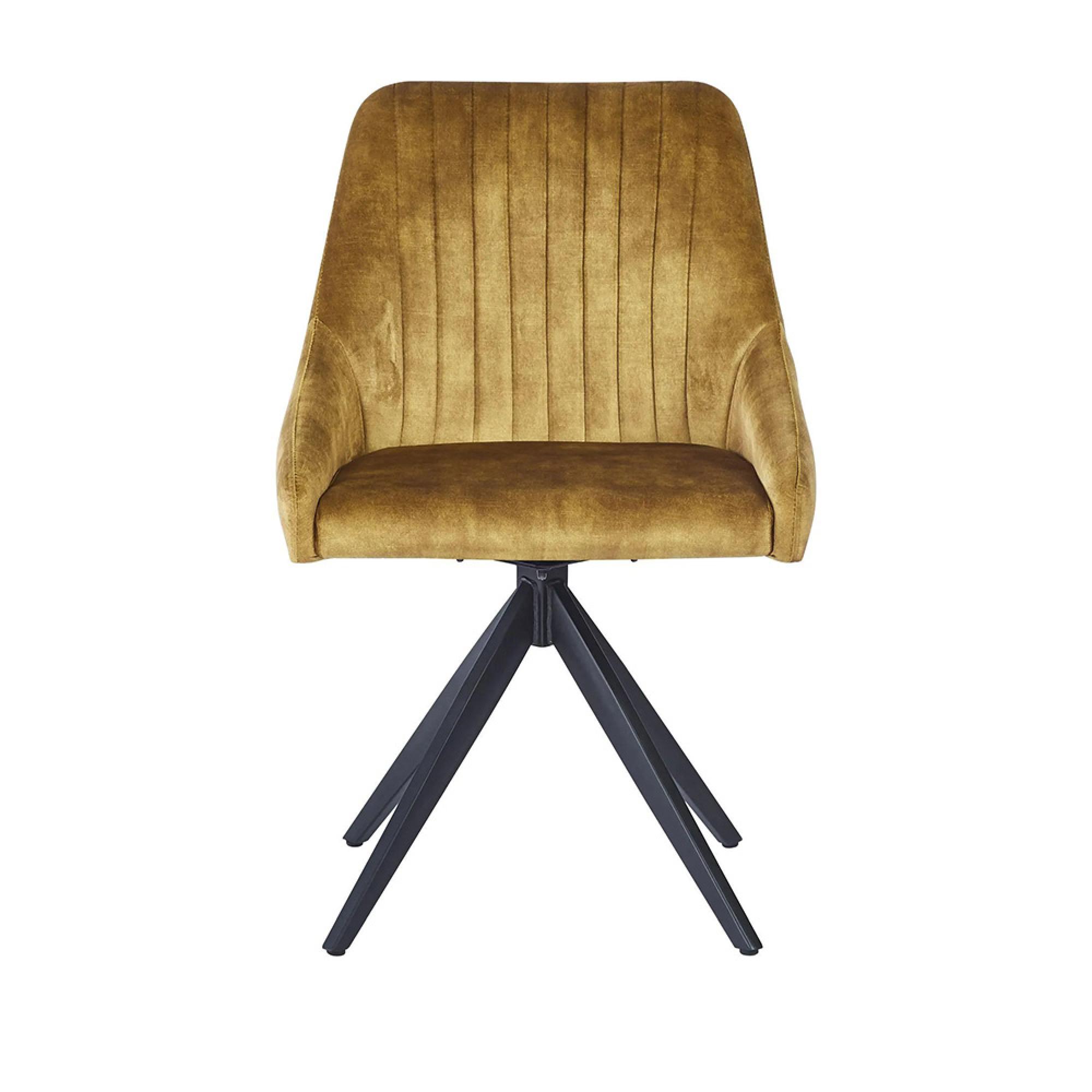 2 x Hico Mustard Fabric Swivel Dining Chair