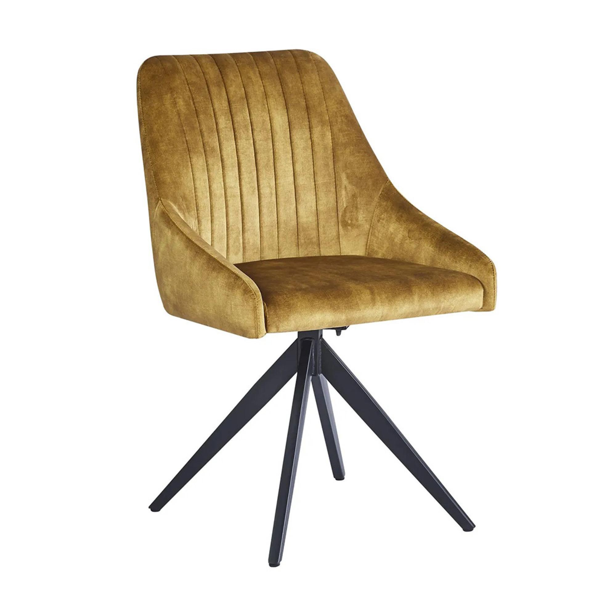 2 x Hico Mustard Fabric Swivel Dining Chair