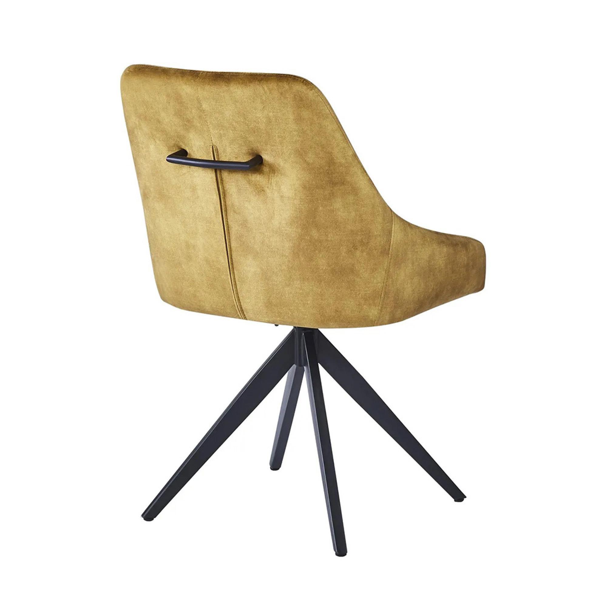 2 x Hico Mustard Fabric Swivel Dining Chair