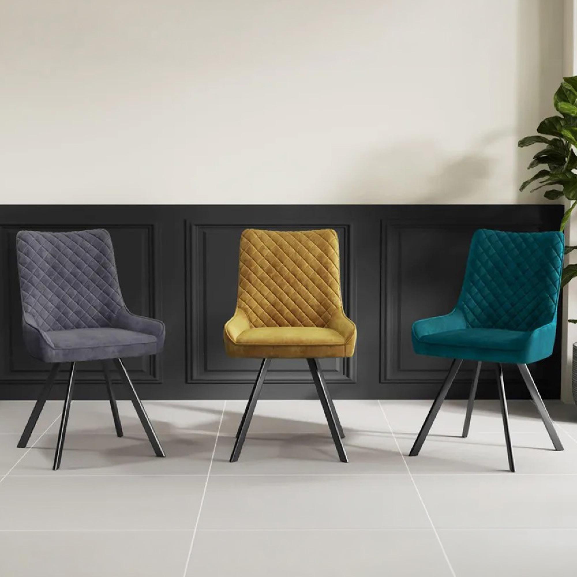 2 x Jessie Grey Fabric Dining Chair