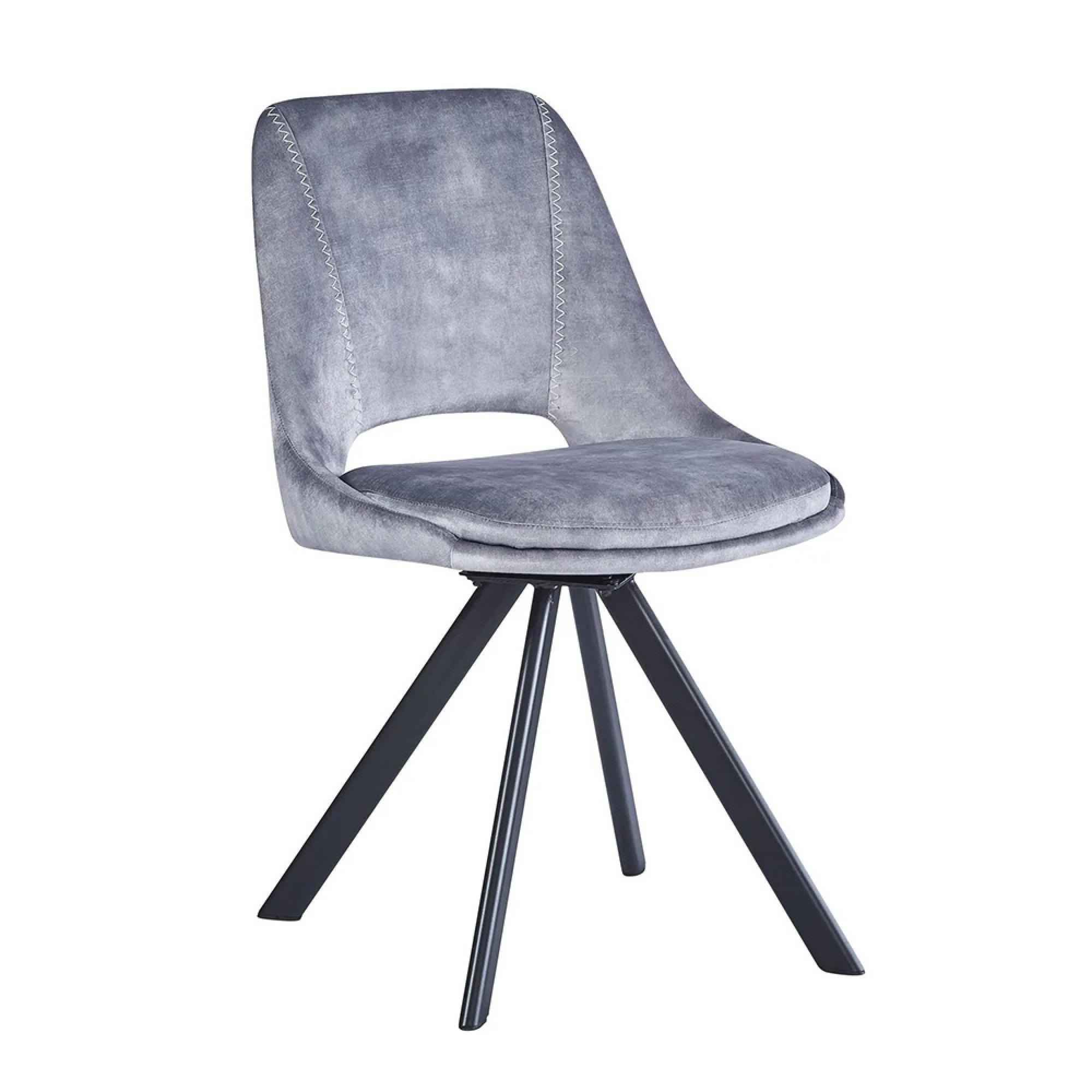 2 x Kieler Grey Fabric Swivel Dining Chair