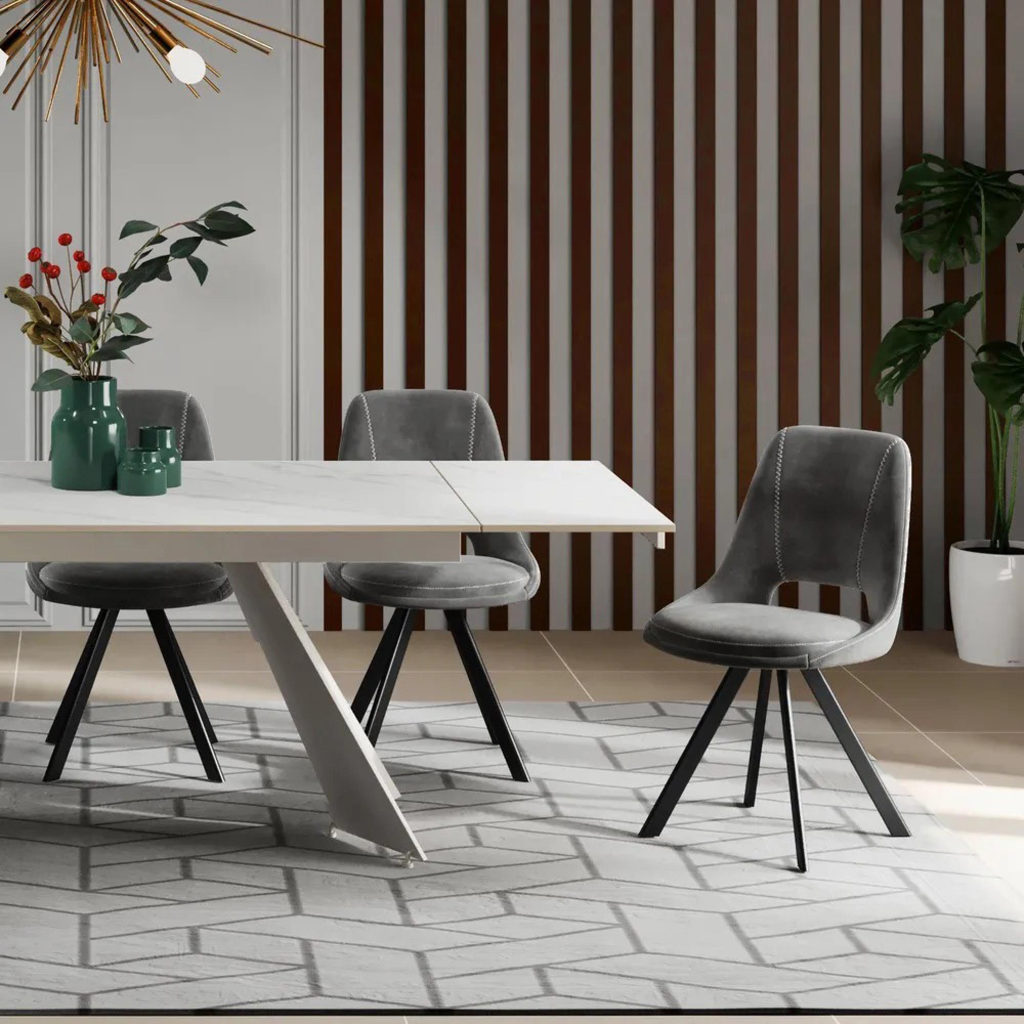 2 x Kieler Grey Fabric Swivel Dining Chair