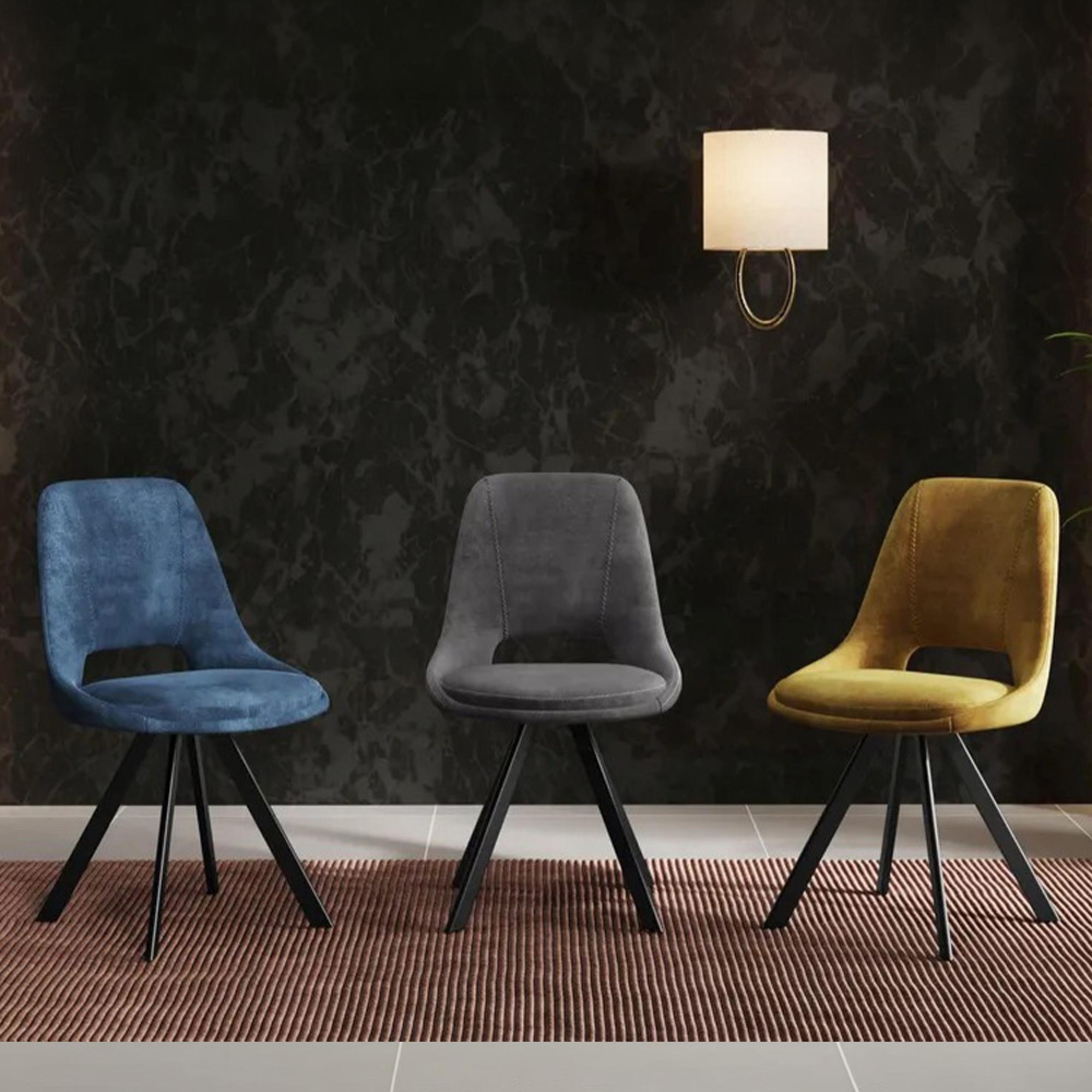 2 x Kieler Grey Fabric Swivel Dining Chair