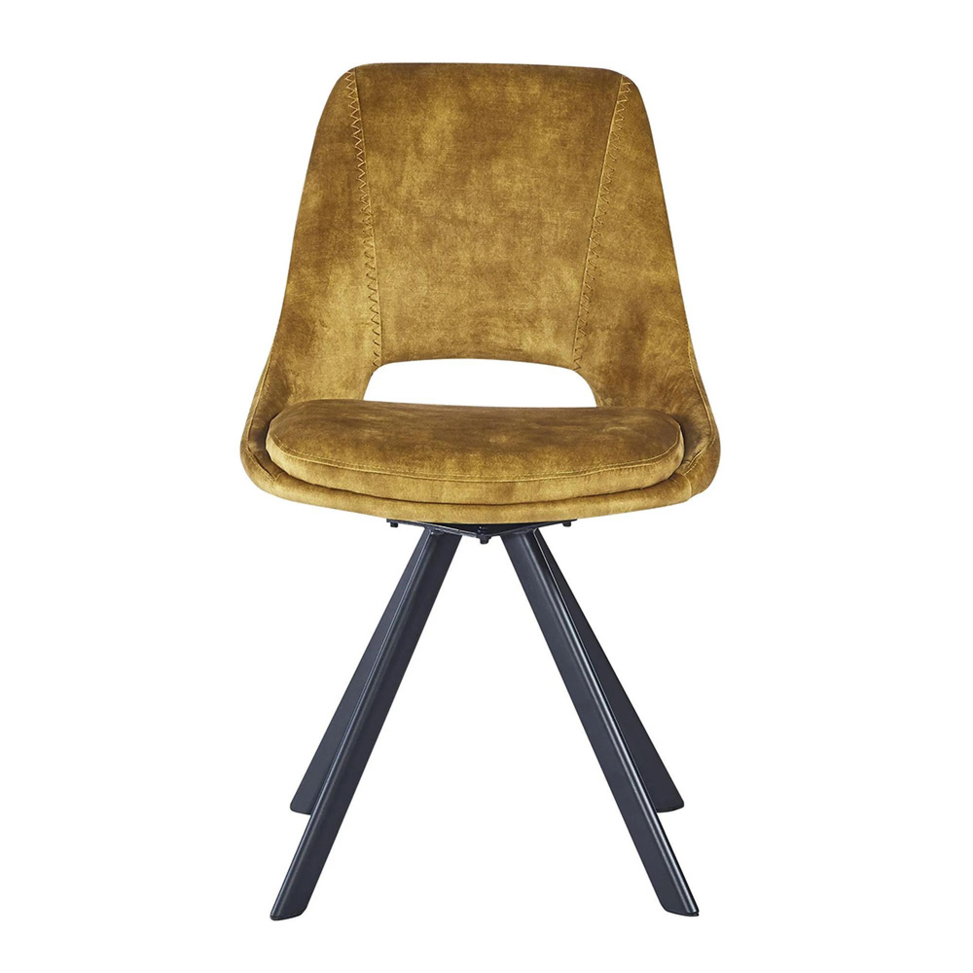 2 x Kieler Mustard Fabric Swivel Dining Chair