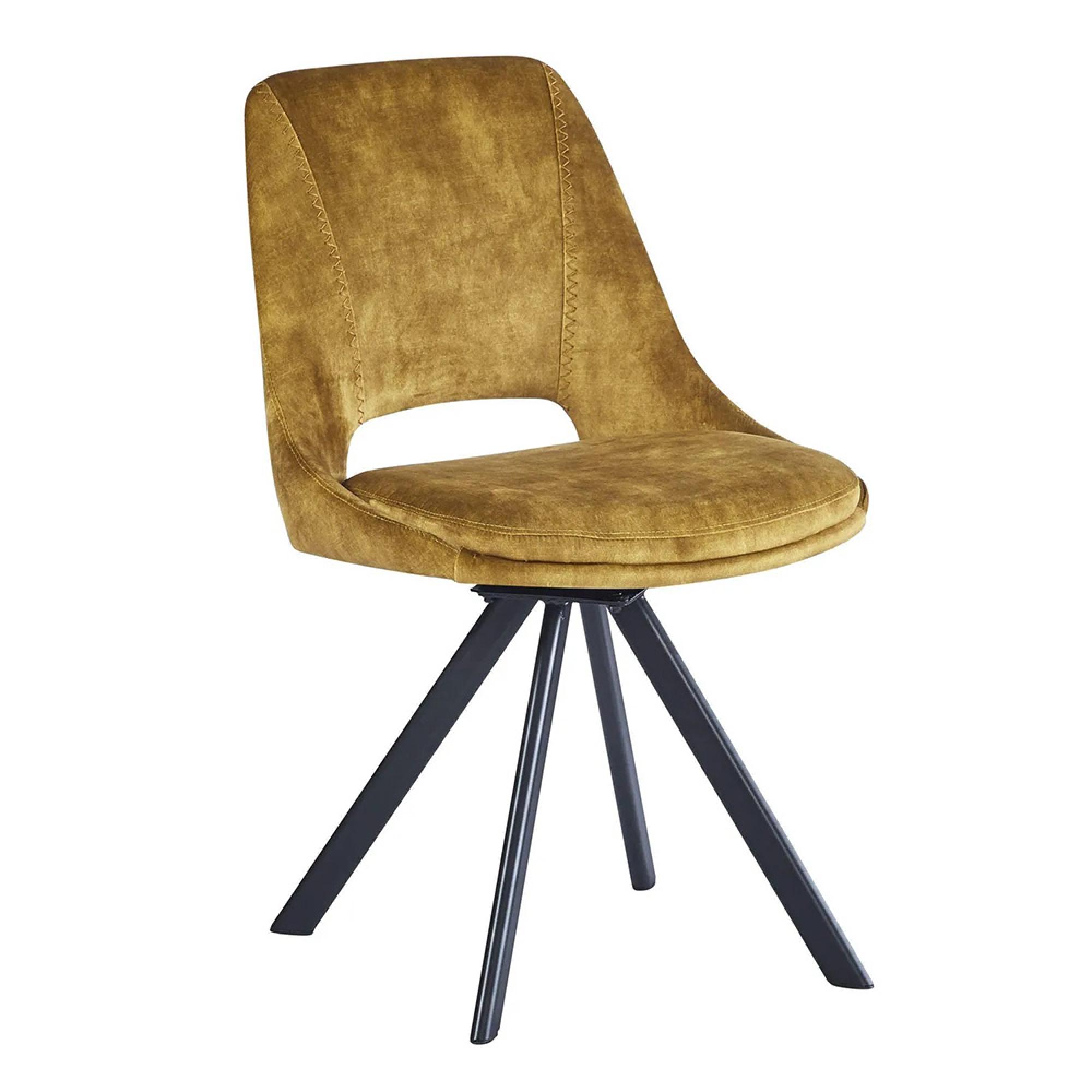 2 x Kieler Mustard Fabric Swivel Dining Chair