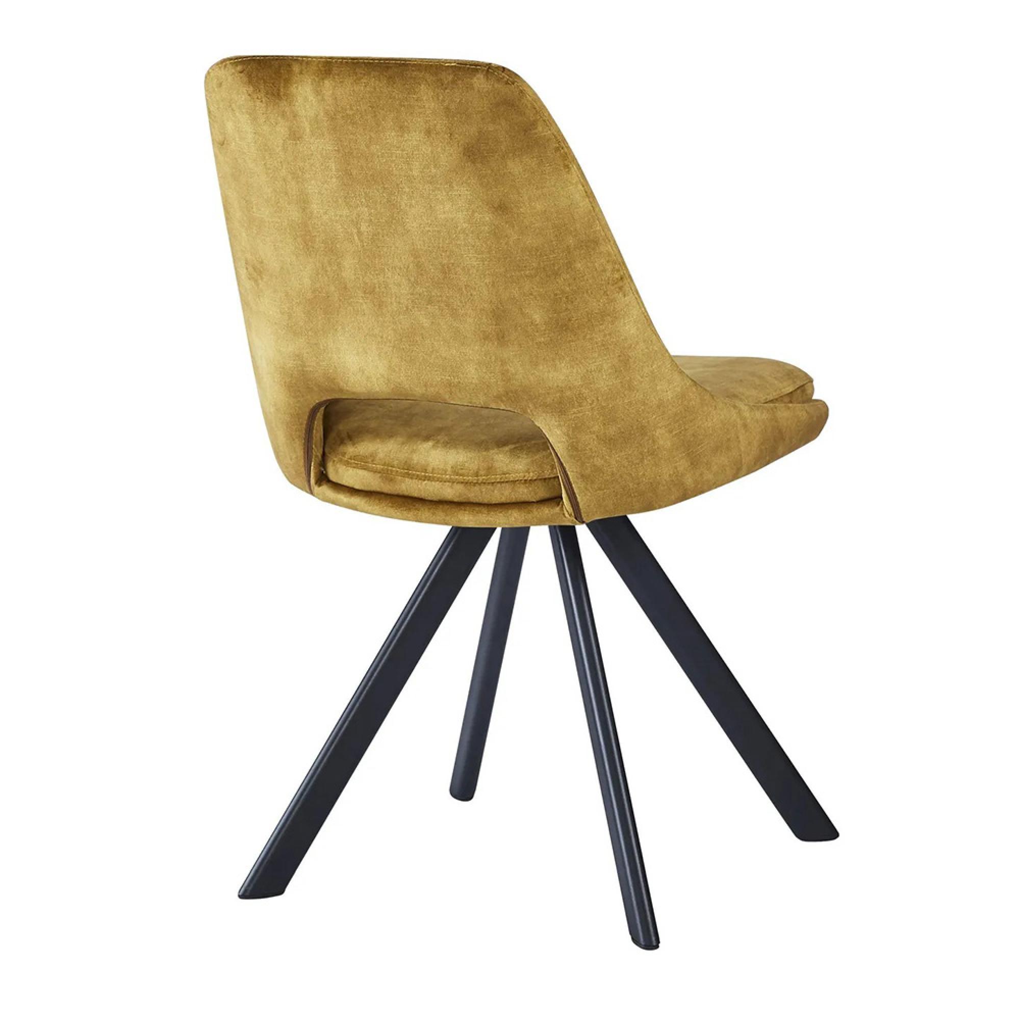 2 x Kieler Mustard Fabric Swivel Dining Chair