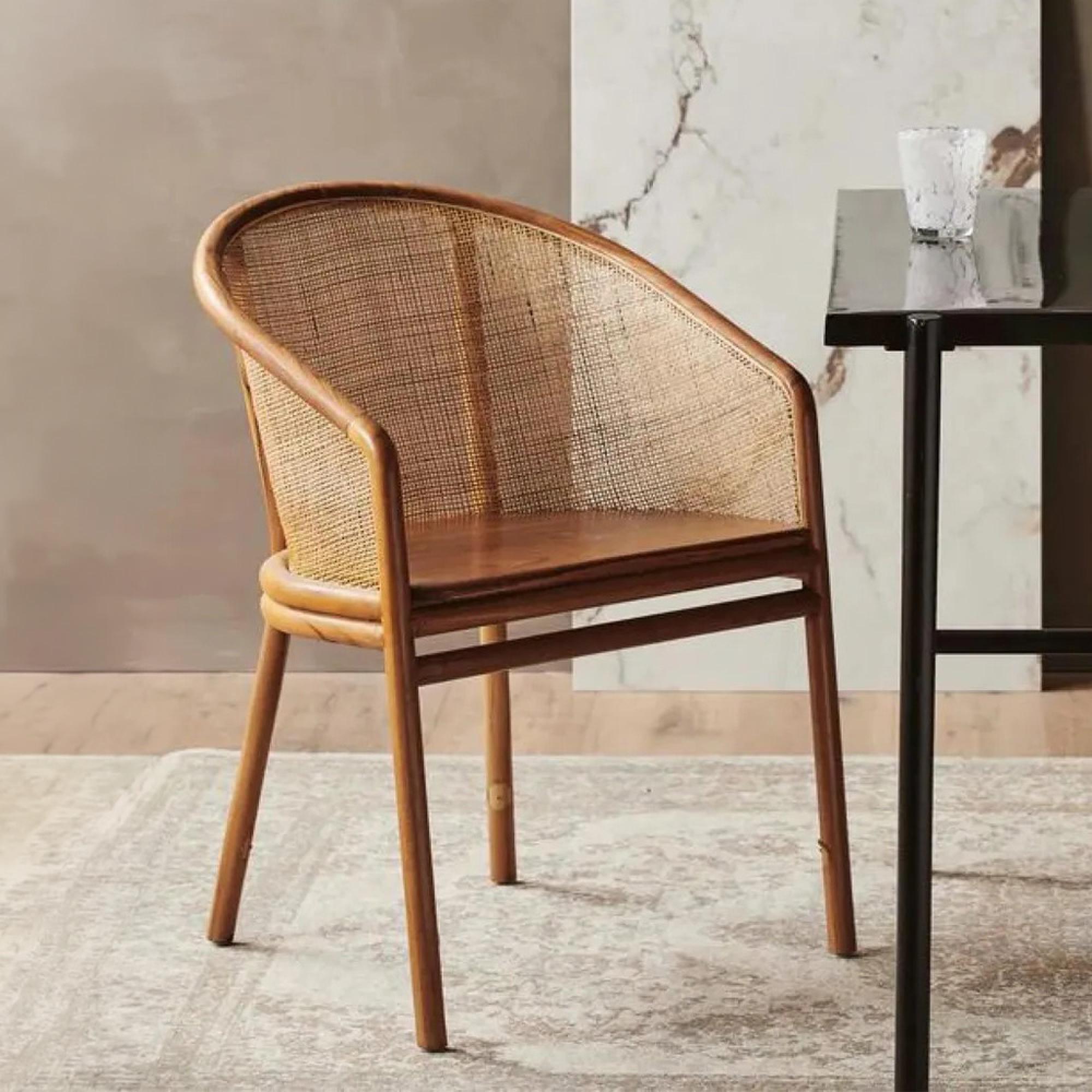 Mosso Dining Chair - Teak Wood & Rattan - Brown