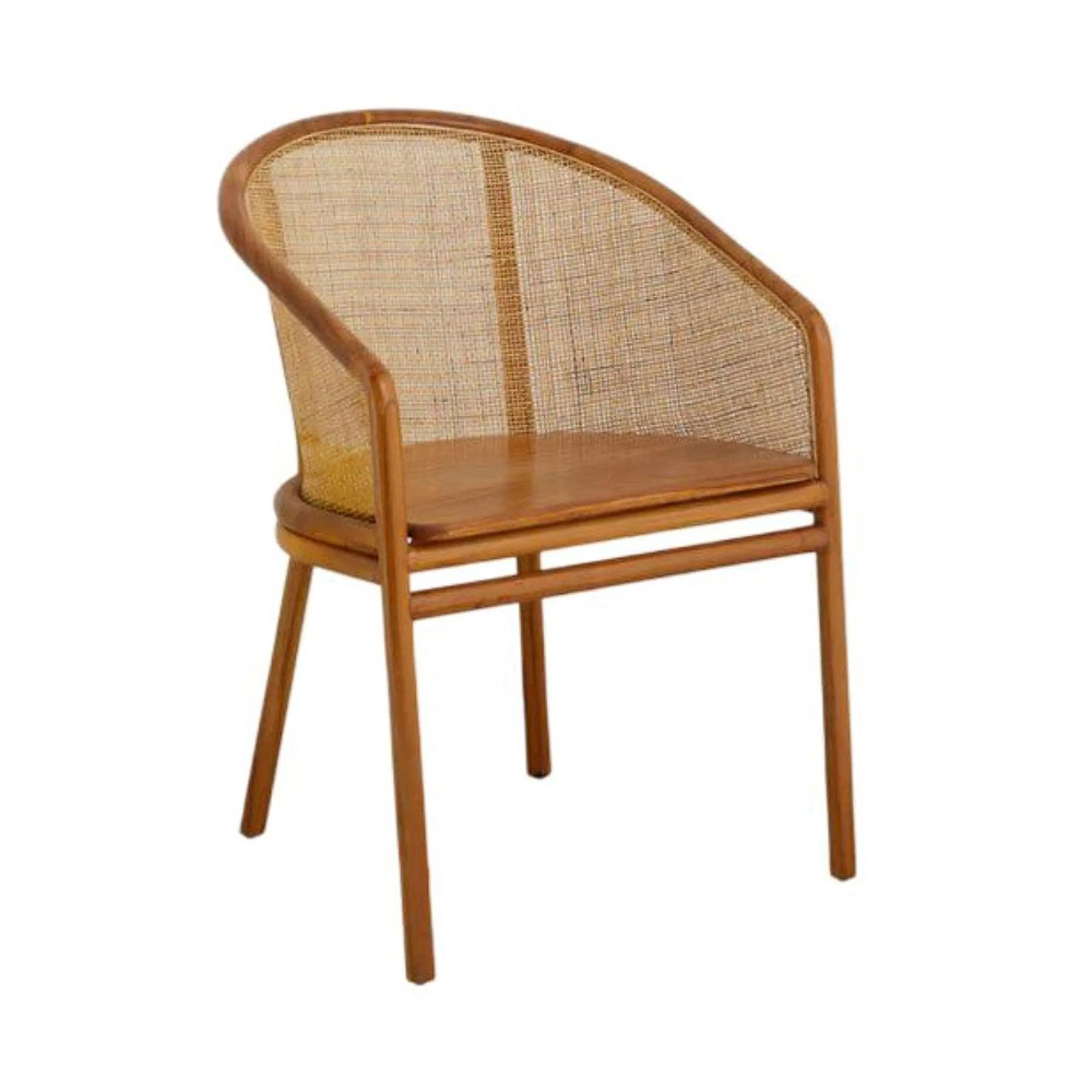 Mosso Dining Chair - Teak Wood & Rattan - Brown