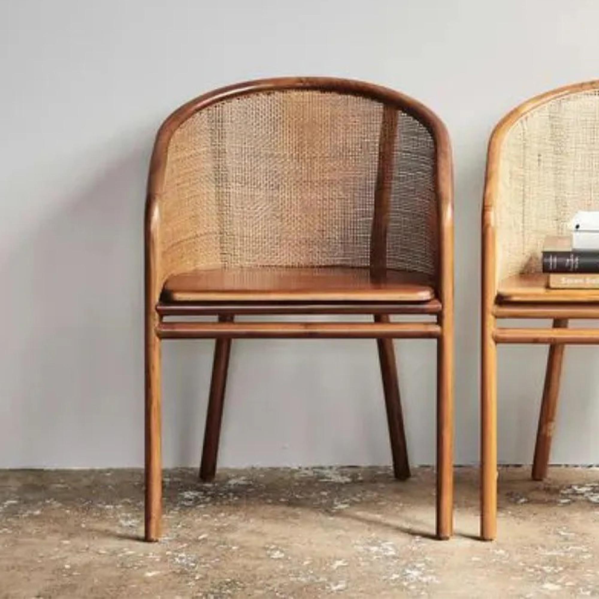 Mosso Dining Chair - Teak Wood & Rattan - Brown