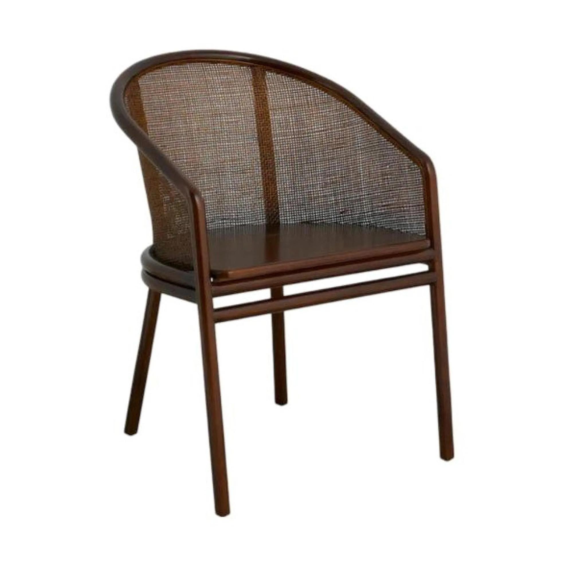 Mosso Dining Chair - Teak Wood & Rattan - Dark Brown