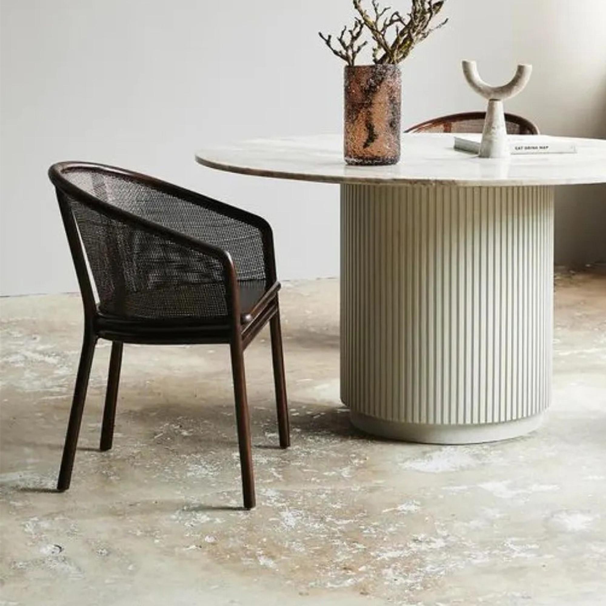 Mosso Dining Chair - Teak Wood & Rattan - Dark Brown