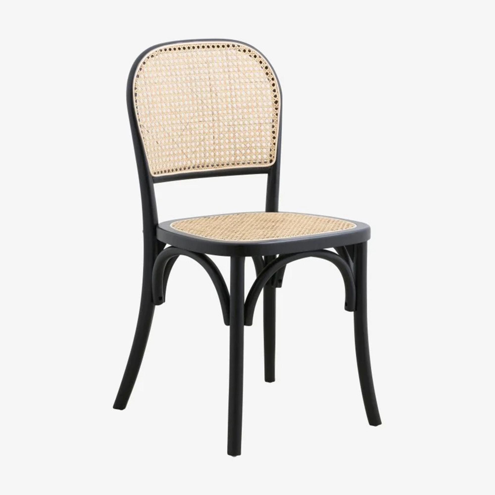 Wicky Dining Chairs - Set of 2 - Rattan - Black & Natural