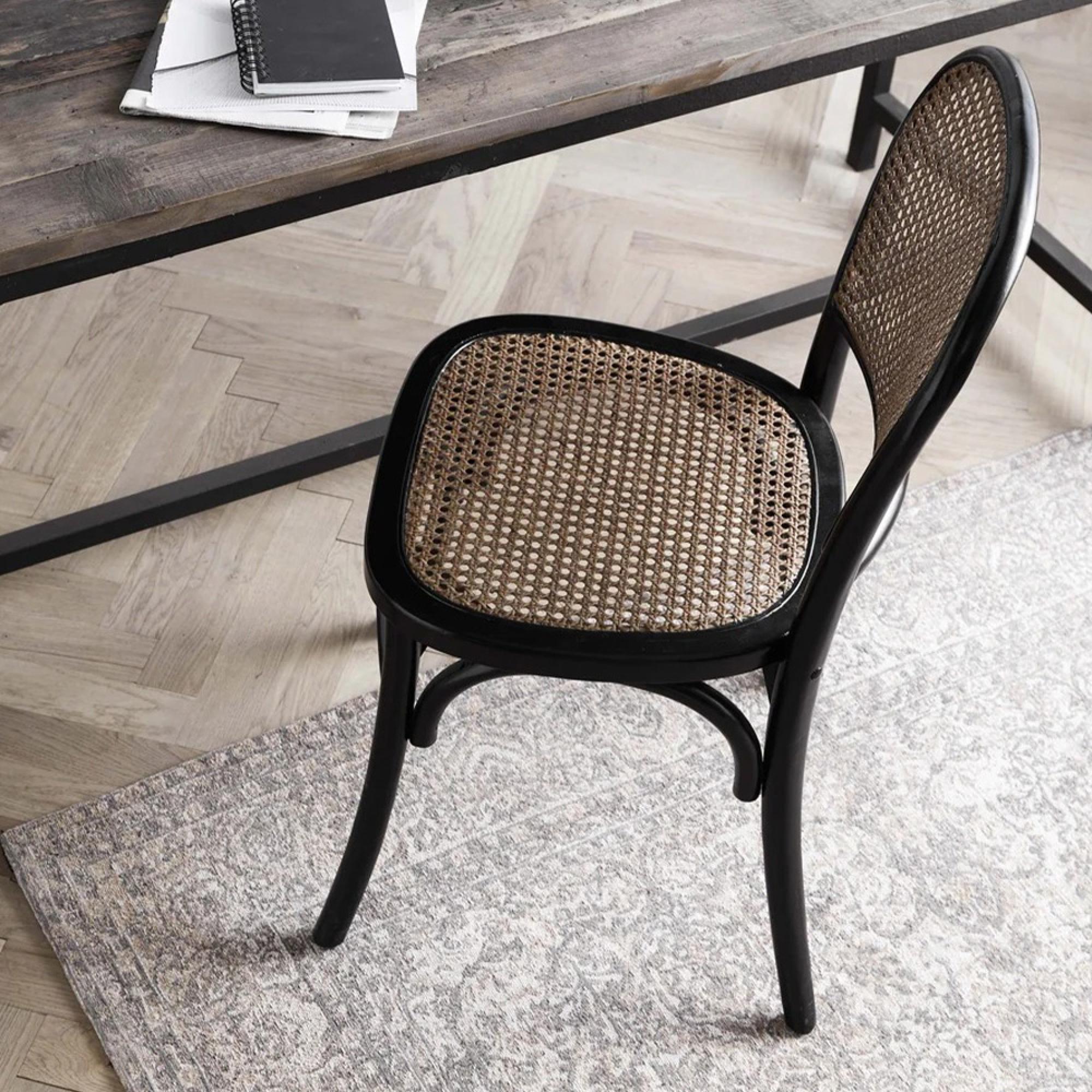 Wicky Dining Chairs - Set of 2 - Rattan - Black & Natural