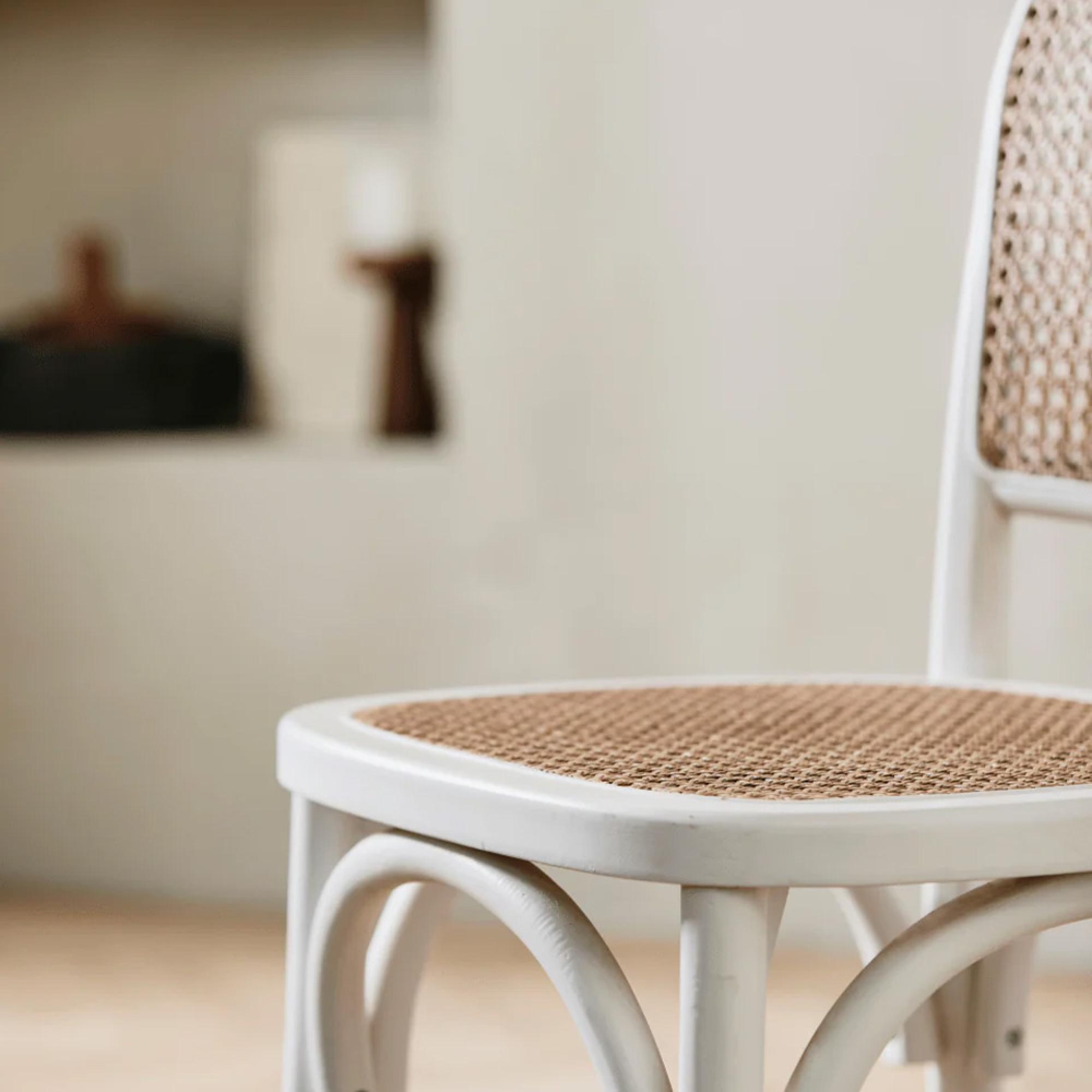 Wicky Dining Chairs - Set of 2 - Rattan - White & Natural