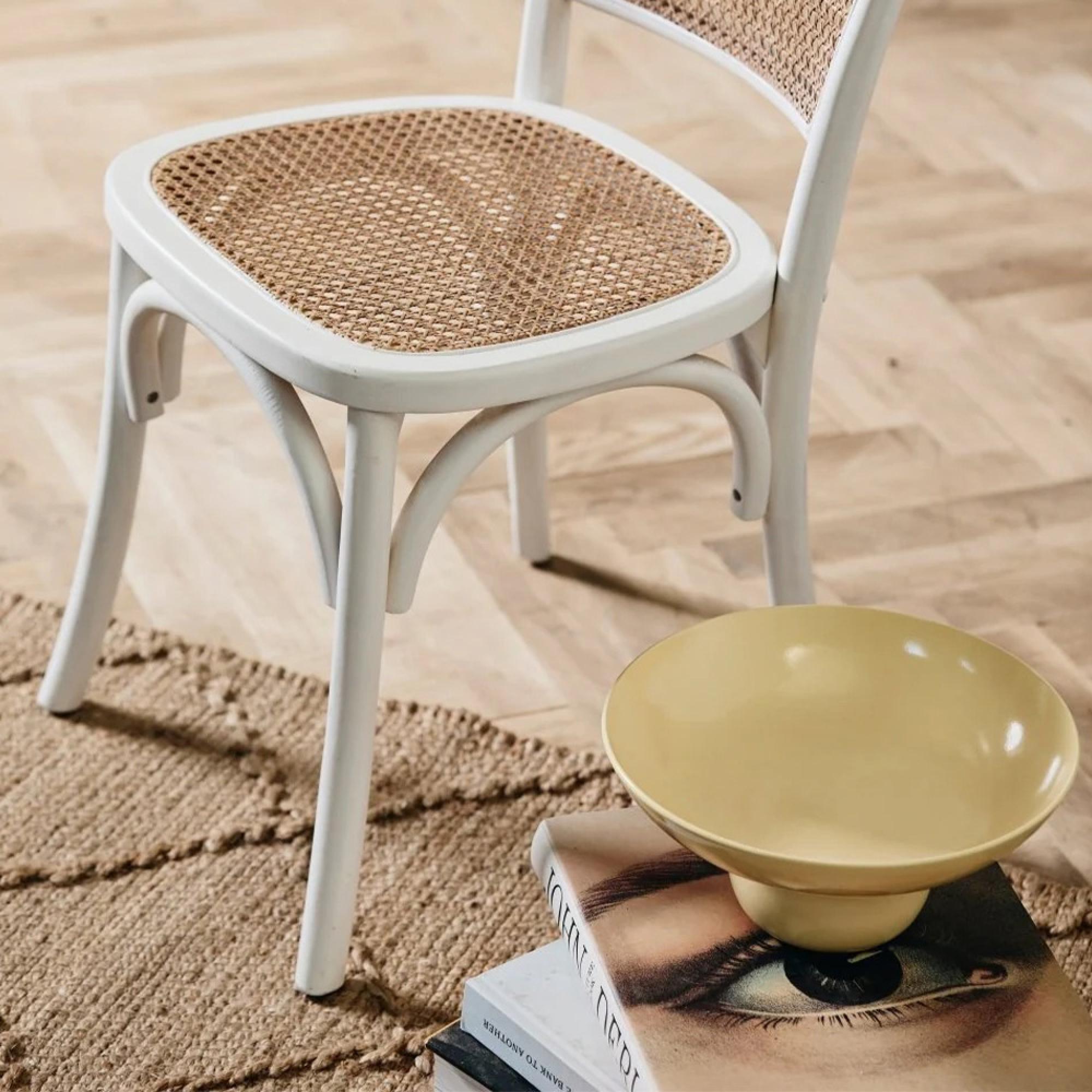 Wicky Dining Chairs - Set of 2 - Rattan - White & Natural