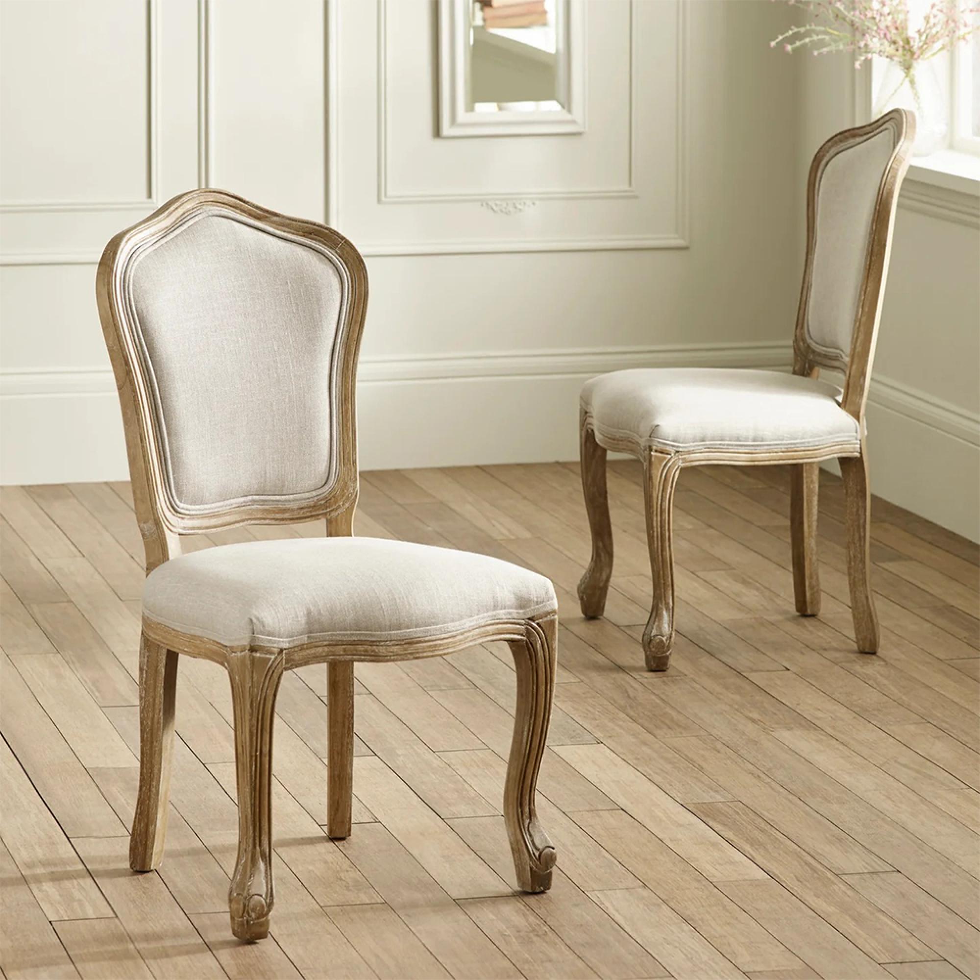 Camille Dining Chair - Set of 2 - Oatmeal Fabric