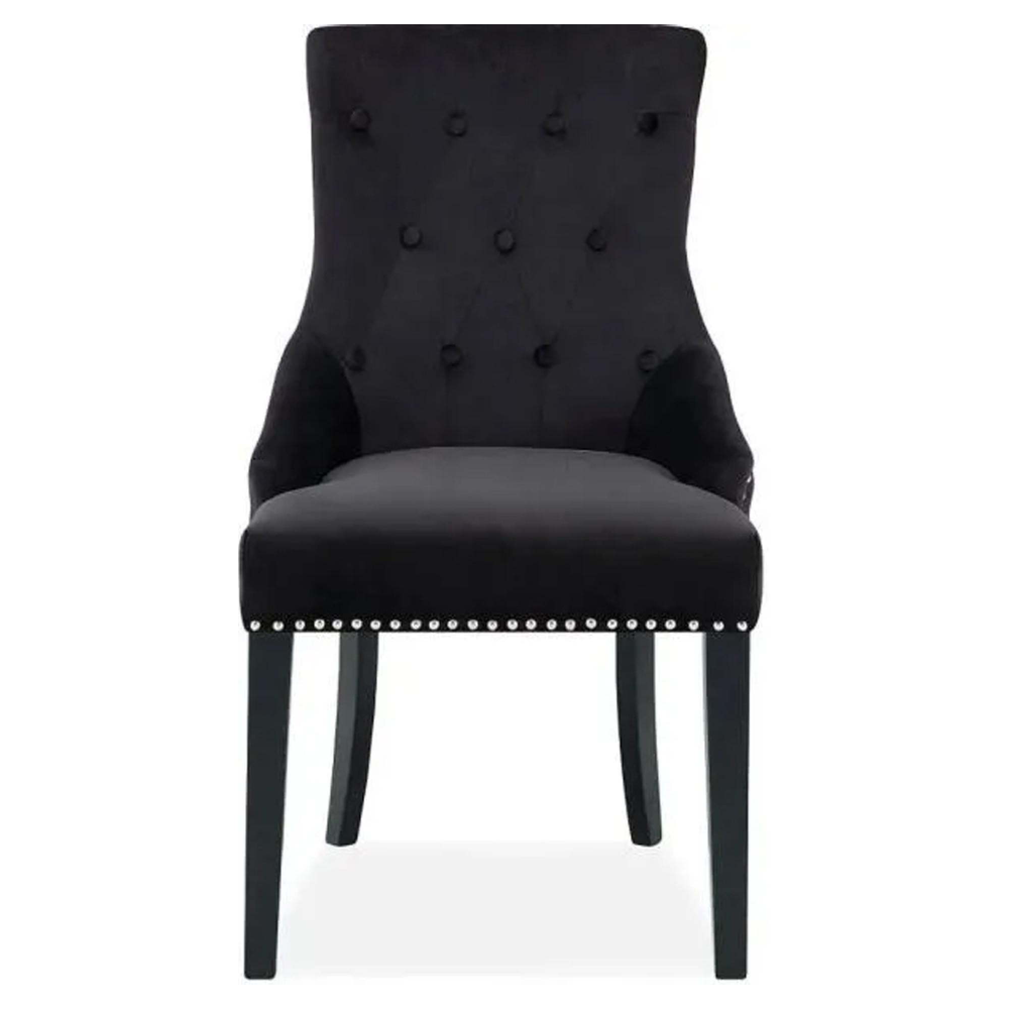 Clearance - Lion Knockerback Dining Chairs - Set of 2 - Black Velvet Fabric - FS271