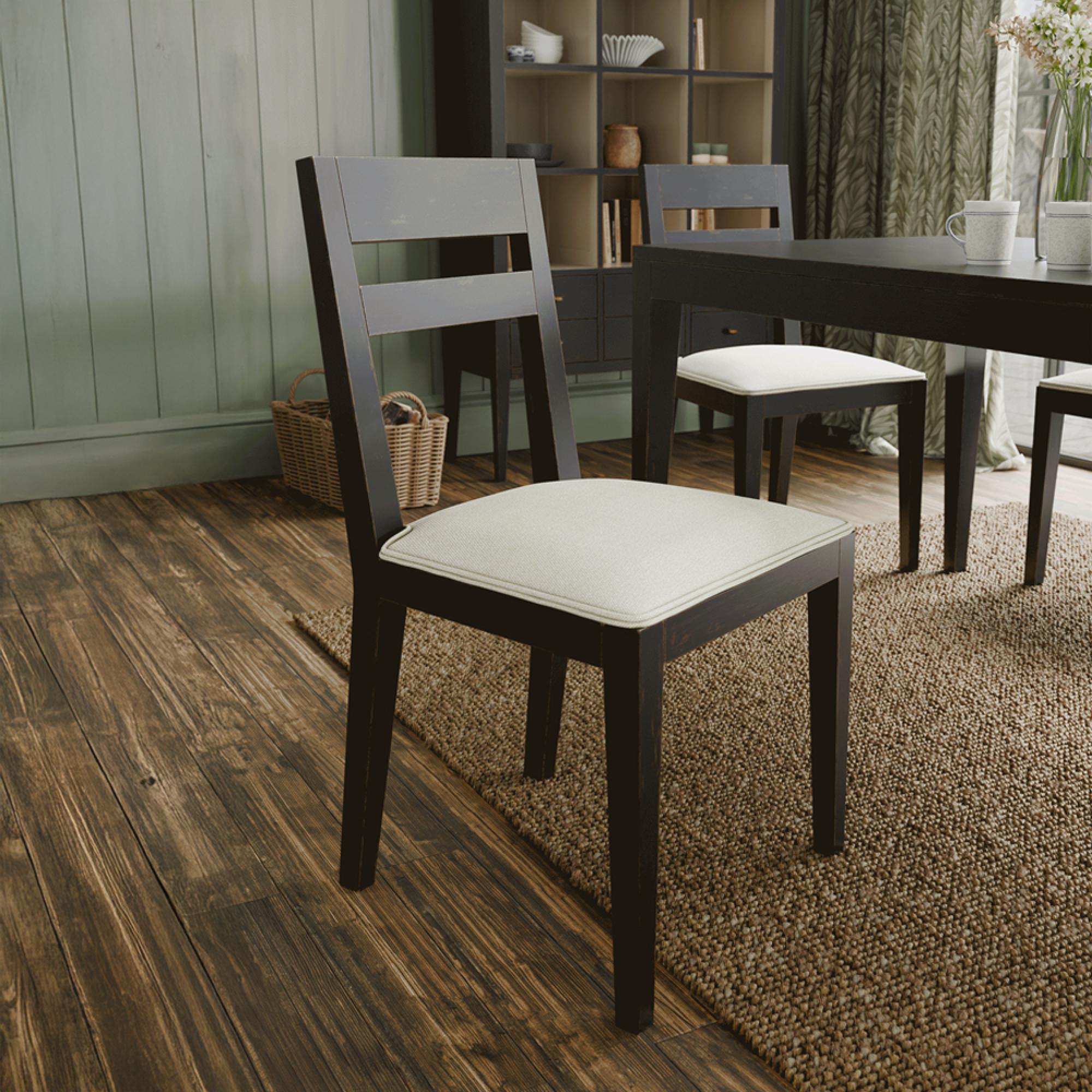Barwick Dining Chair - Set of 2 - Charcoal & Harmolan Natural Fabric