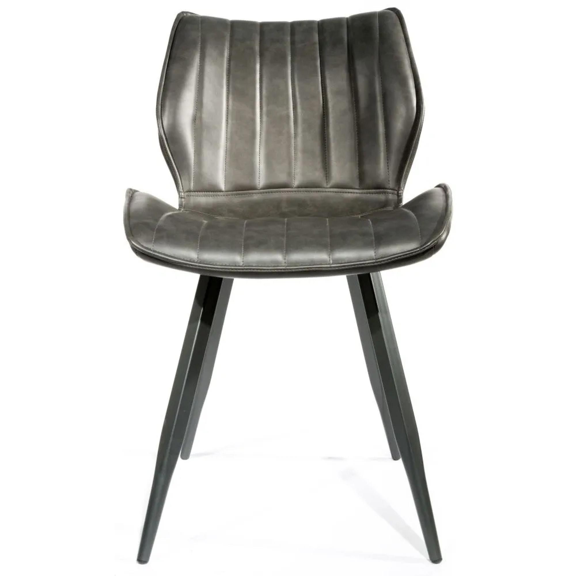 Clearance - Norwich Dining Chairs - Set of 2 - Vintage Leather - Grey - A577