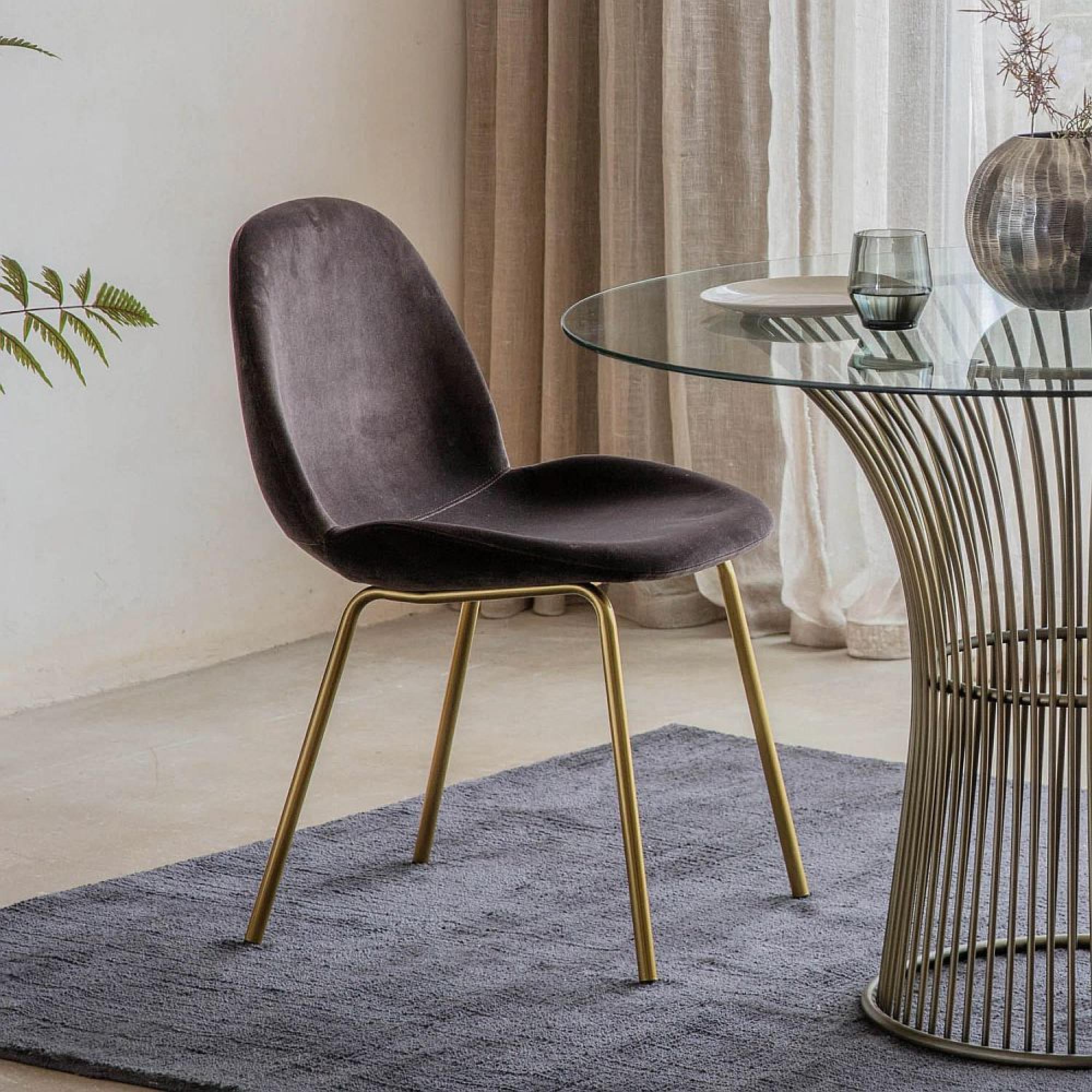 Clearance - Flanagan Dining Chair - Set of 2 - Chocolate Brown Velvet Fabric - A600