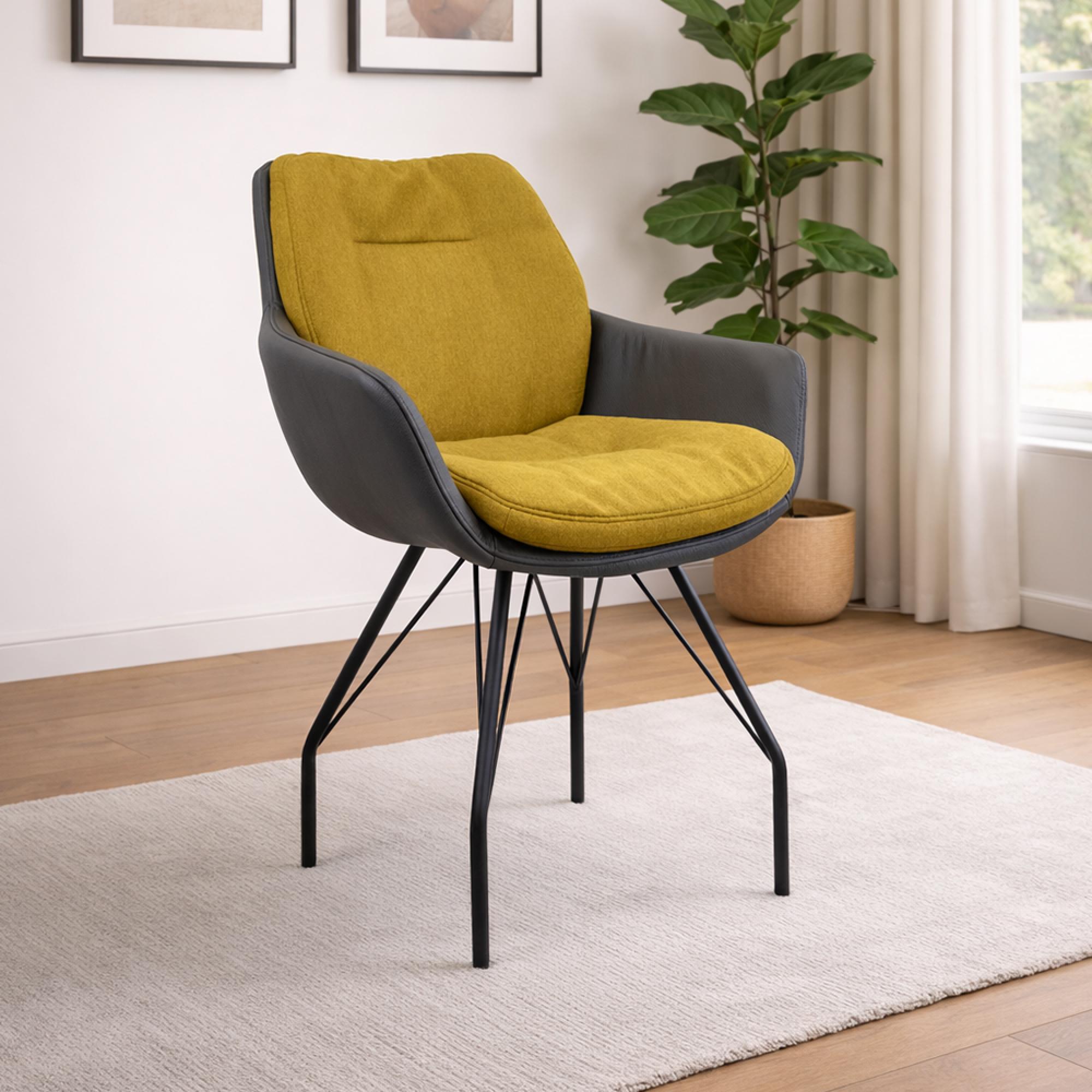 Anna Dining Armchair - Anthracite Black Powder Coated Round Legs - Variation Available