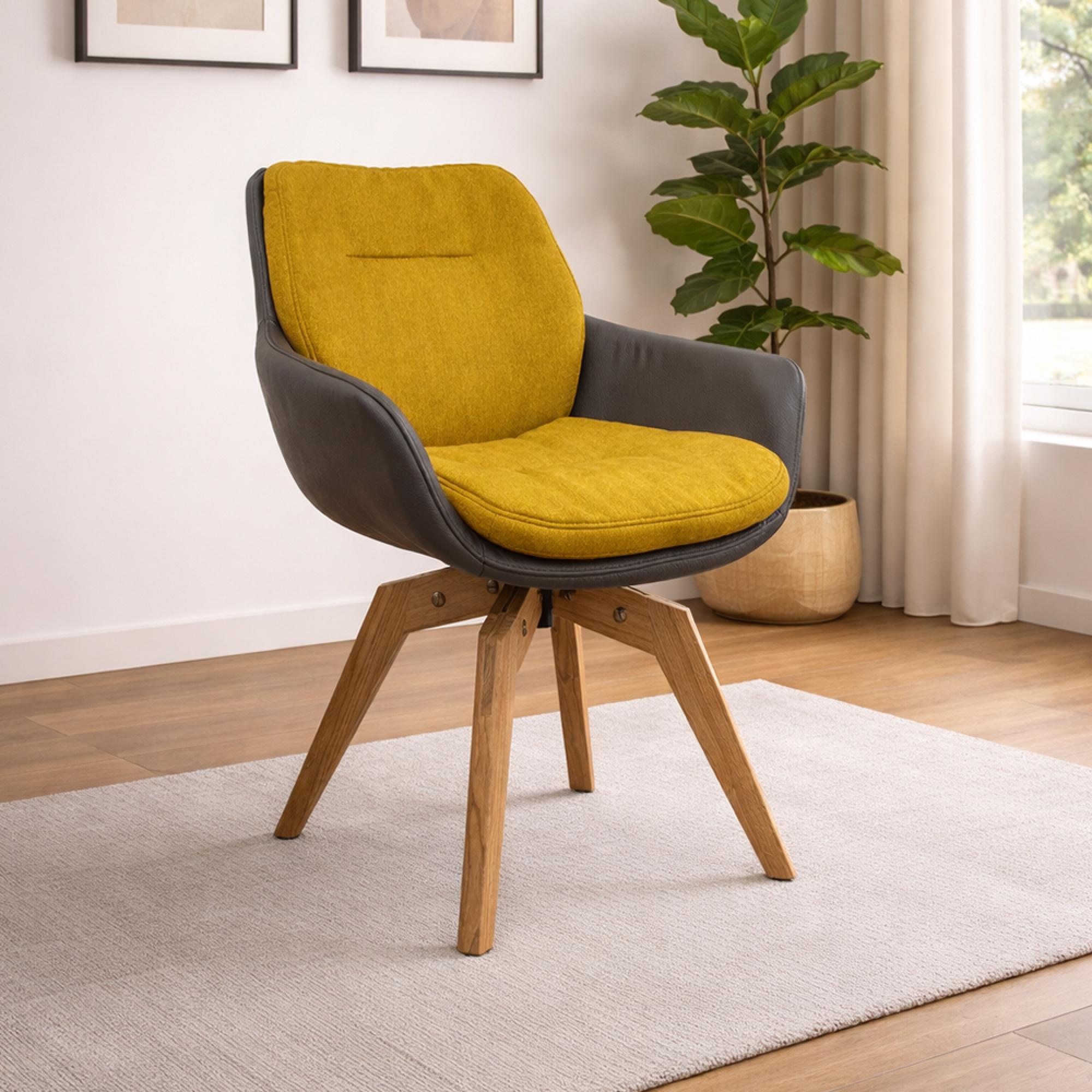 Anna Dining Armchair - Oak Swivel Legs - Variation Available