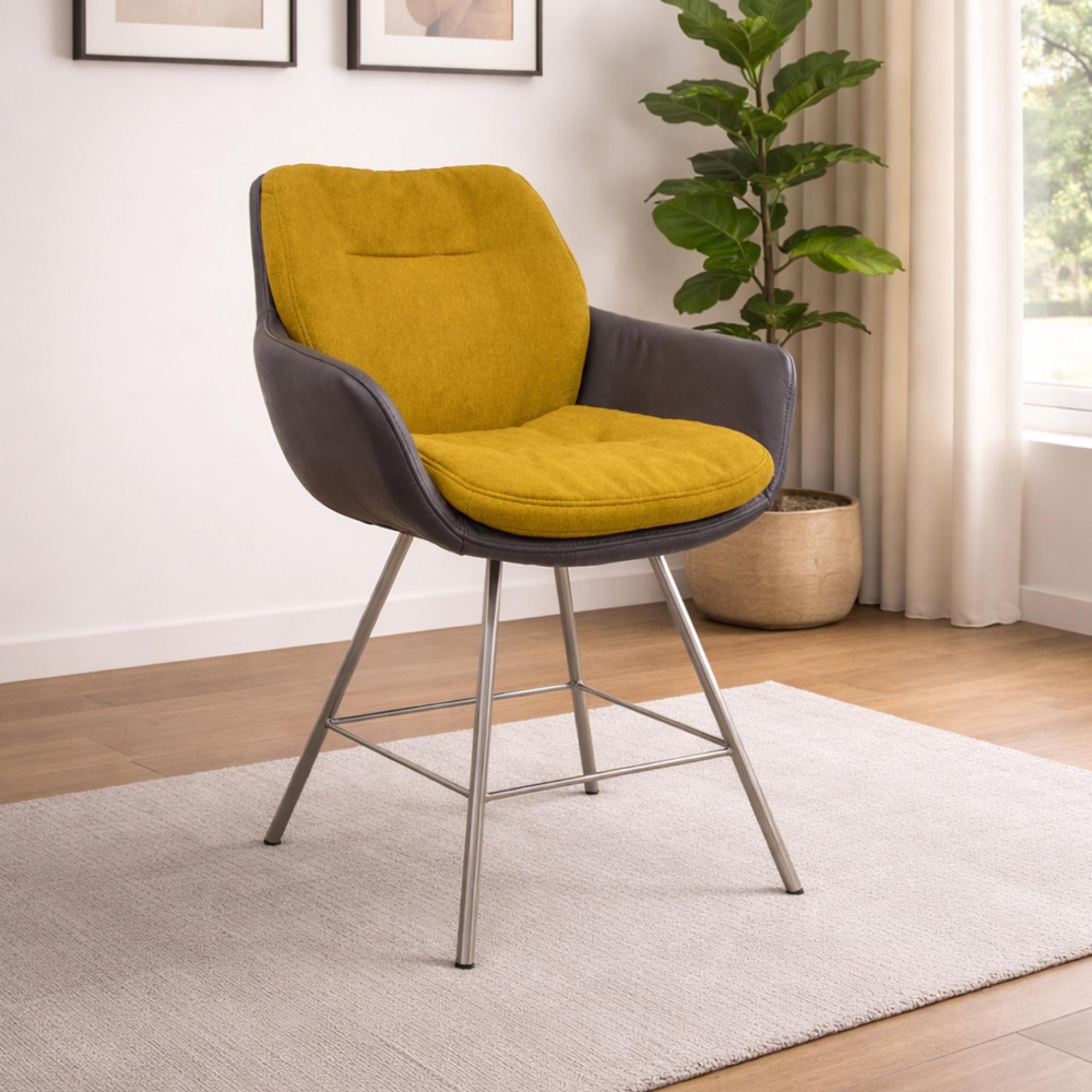 Anna Dining Armchair - Stainless Steel Legs - Variation Available