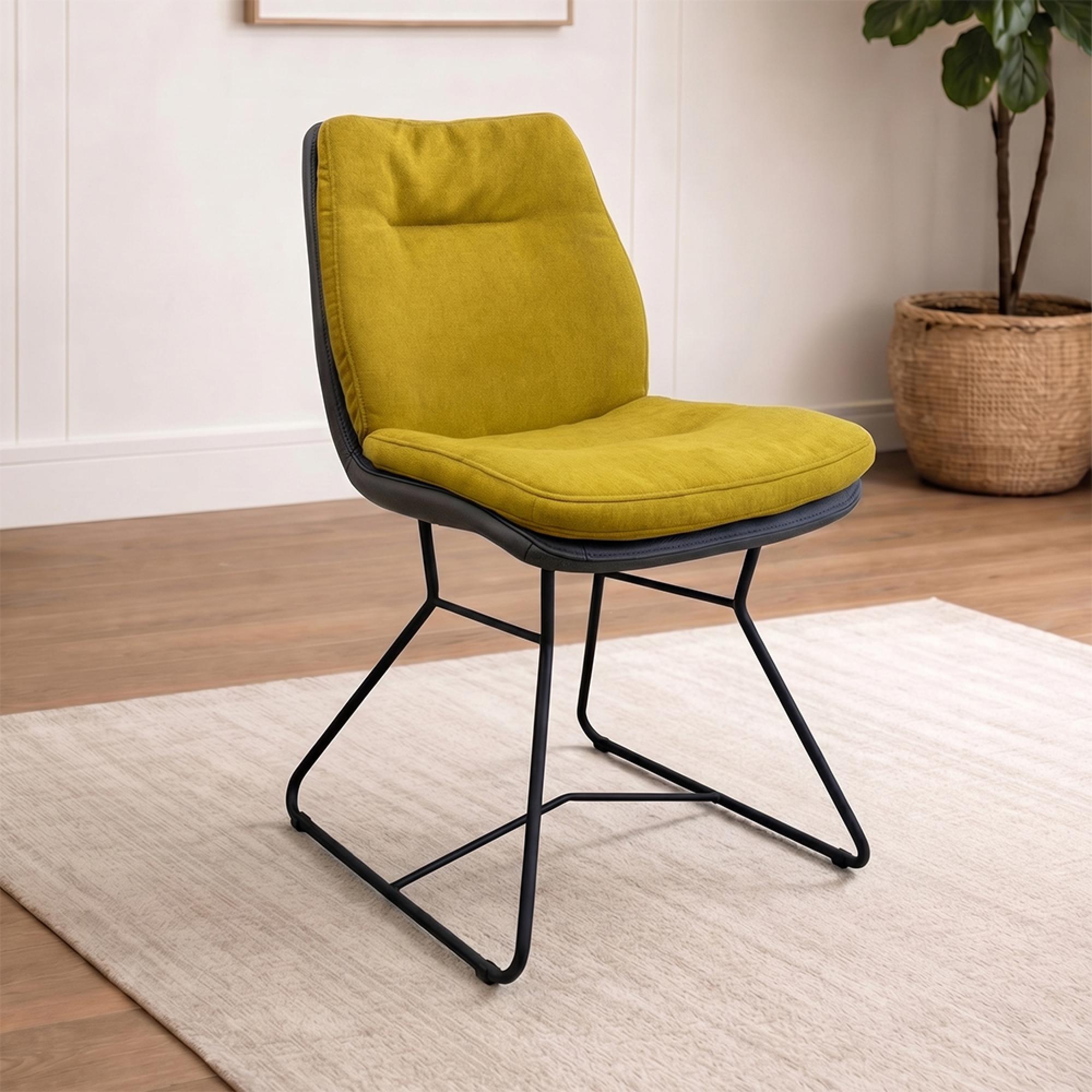 Anna Dining Chair - Anthracite Black Powder Coated Sled Legs - Variation Available